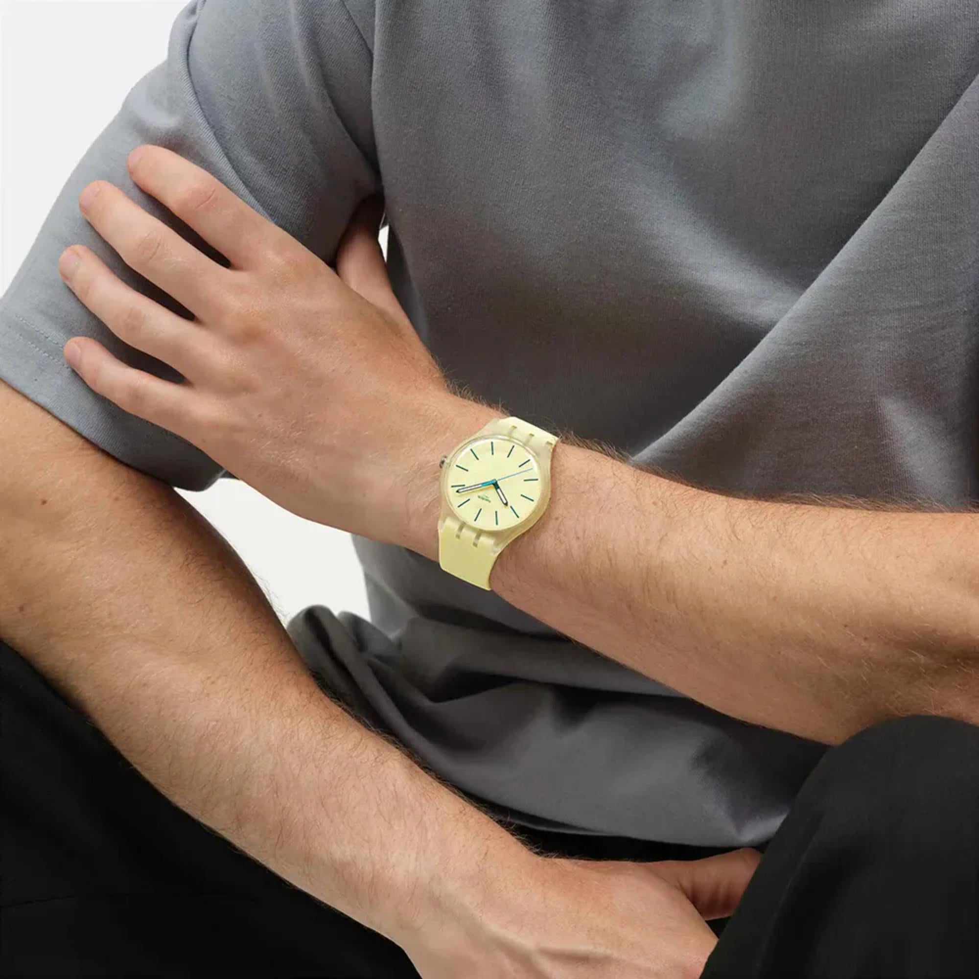 Swatch Originals Citrus Tilt Quartz Yellow Dial Silicone Strap Unisex Watch SO29J102