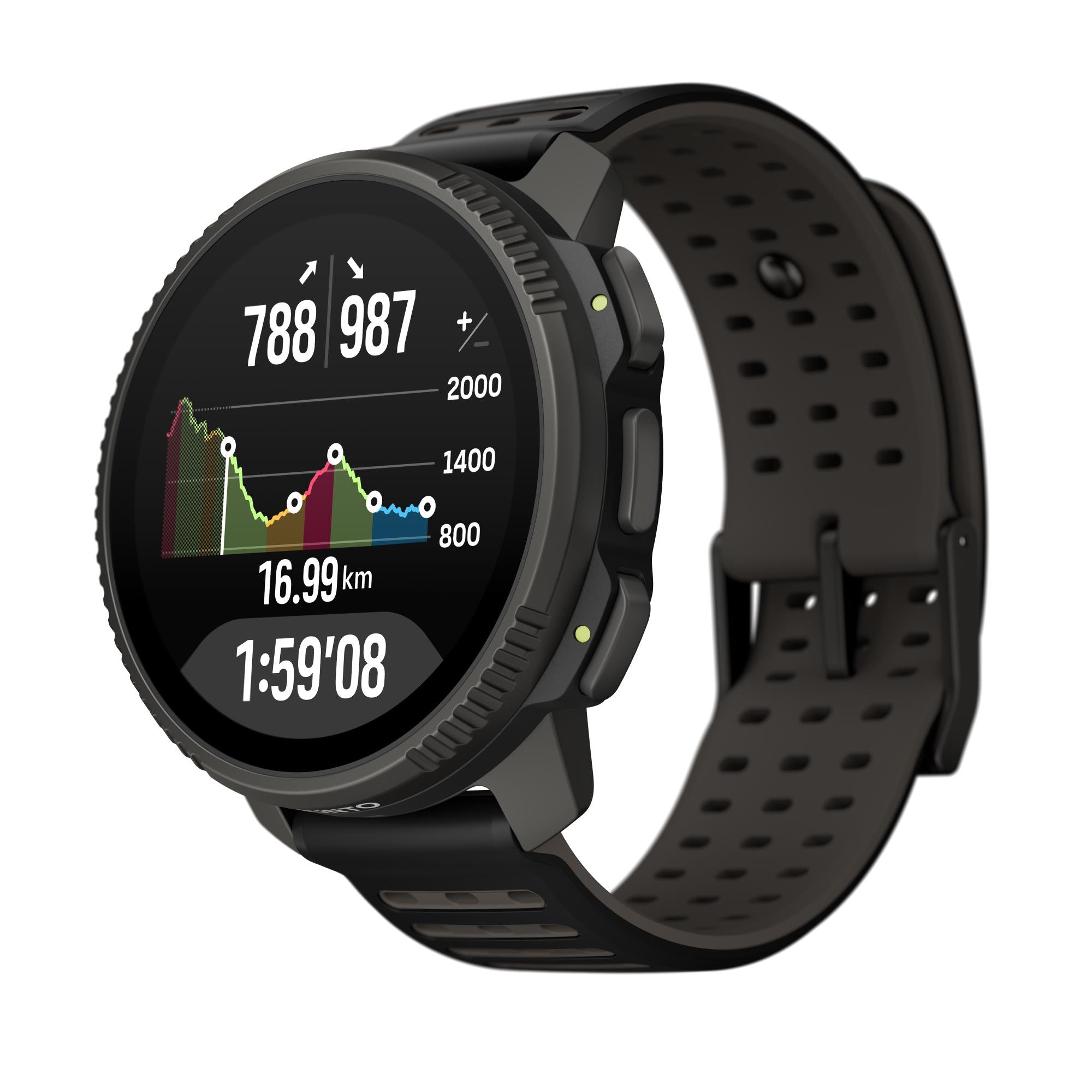 Suunto Vertical 2 Titanium Black AMOLED Digital Silicone Strap Unisex Smart Watch SS051208000