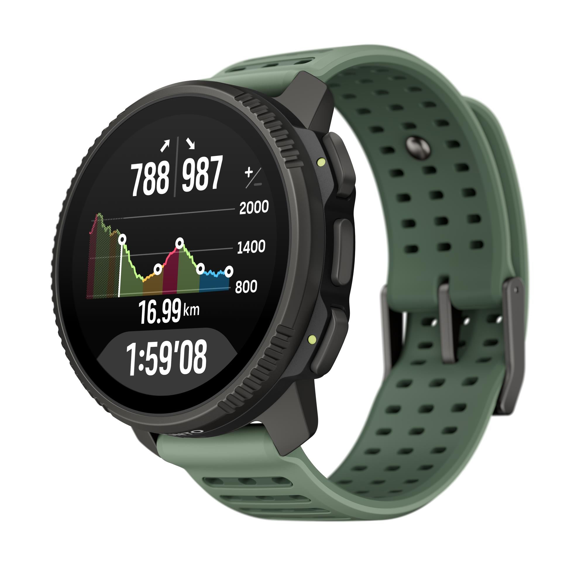 Suunto Vertical 2 Titanium Sage AMOLED Digital Silicone Strap Unisex Smart Watch SS051209000