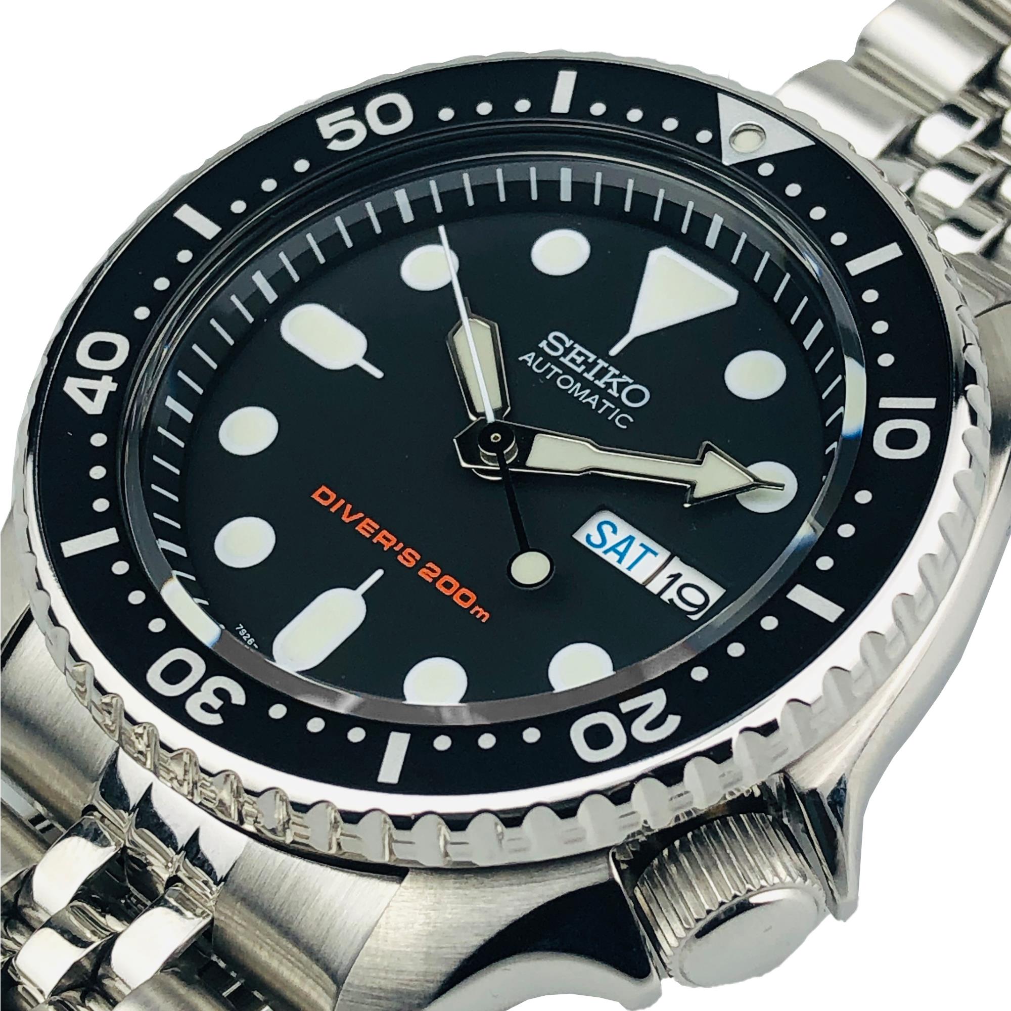 Seiko Diver's Automatic Black Dial Stainless Steel Jubilee Bracelet Men's Watch SKX007K2 REF: 62485 - WatchNation