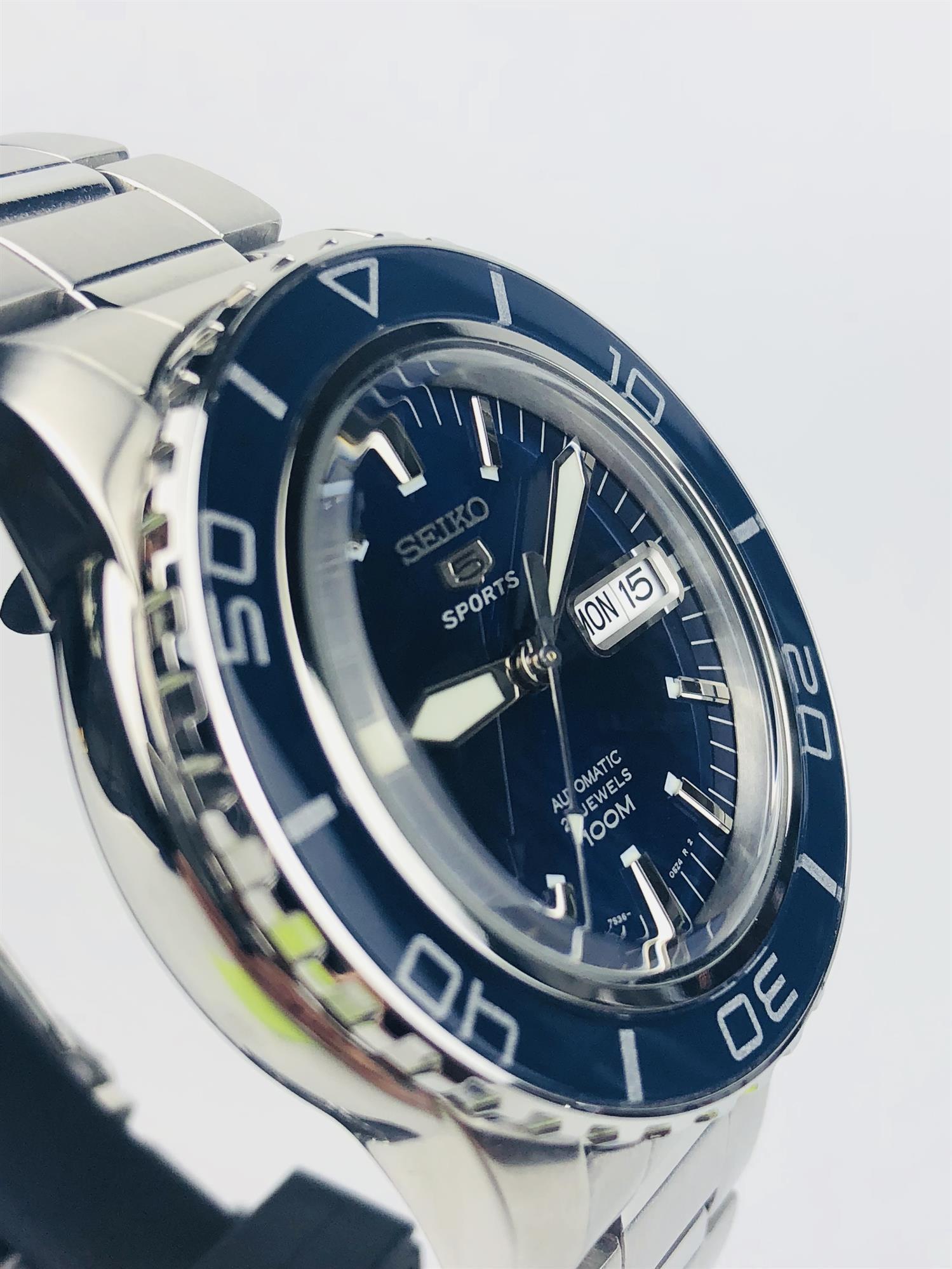 Seiko 5 Sports Automatic Blue Dial Stainless Steel Men's Watch SNZH53K1