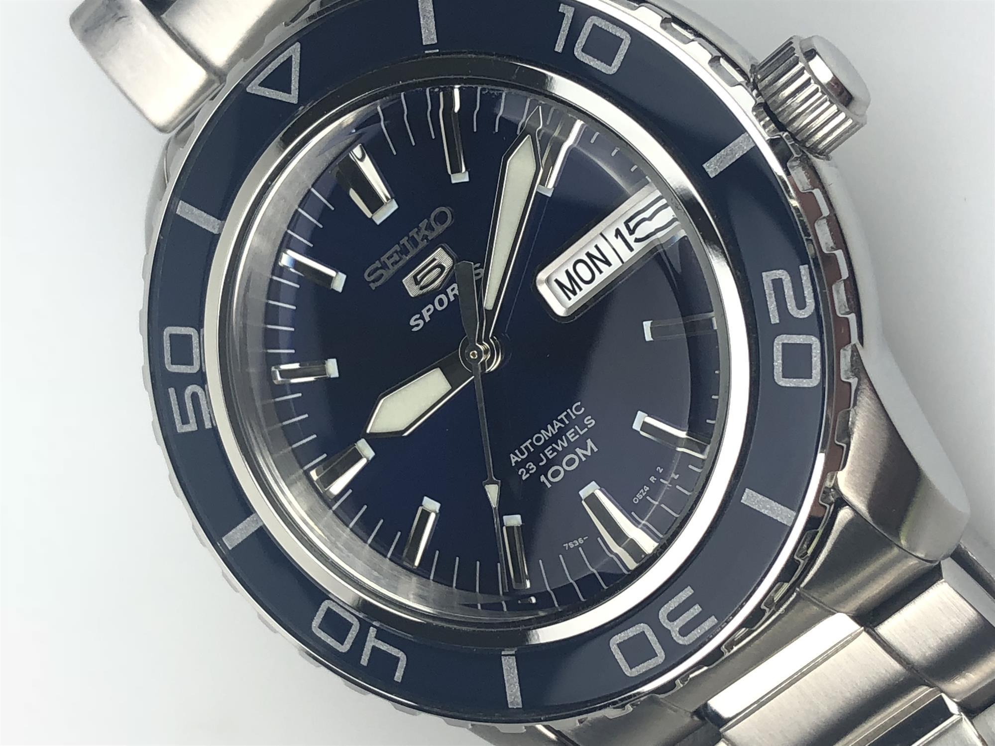 Seiko 5 Sports Automatic Blue Dial Stainless Steel Men's Watch SNZH53K1