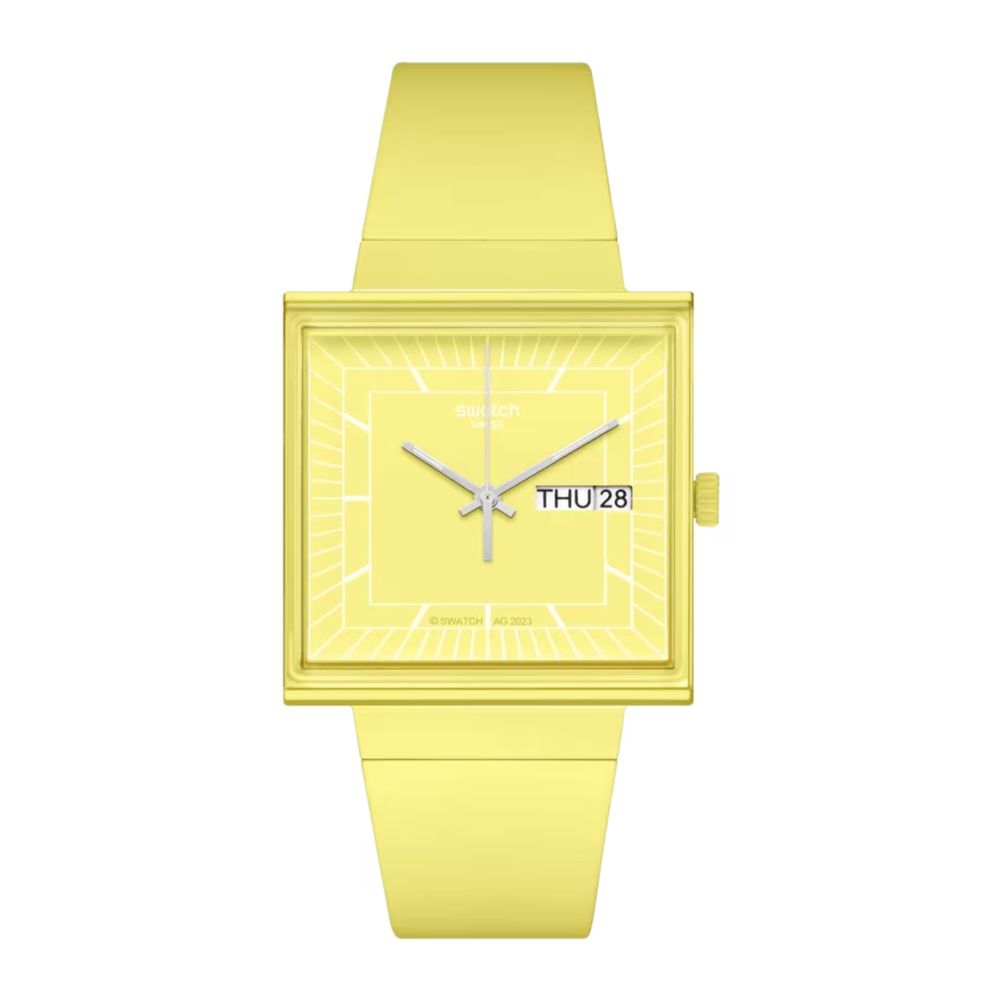 Swatch WHAT IF…LEMON? Quartz Yellow Dial Yellow Biosourced Strap Unisex Watch SO34J700