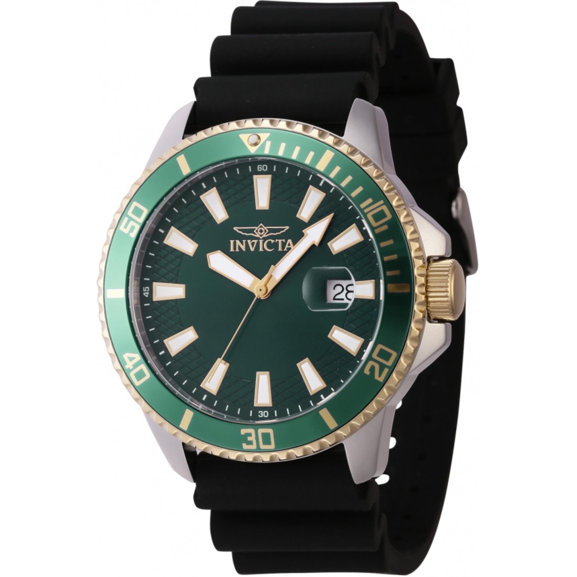 Invicta Pro Diver Quartz Green Dial Silicone Strap Men's Watch 46134