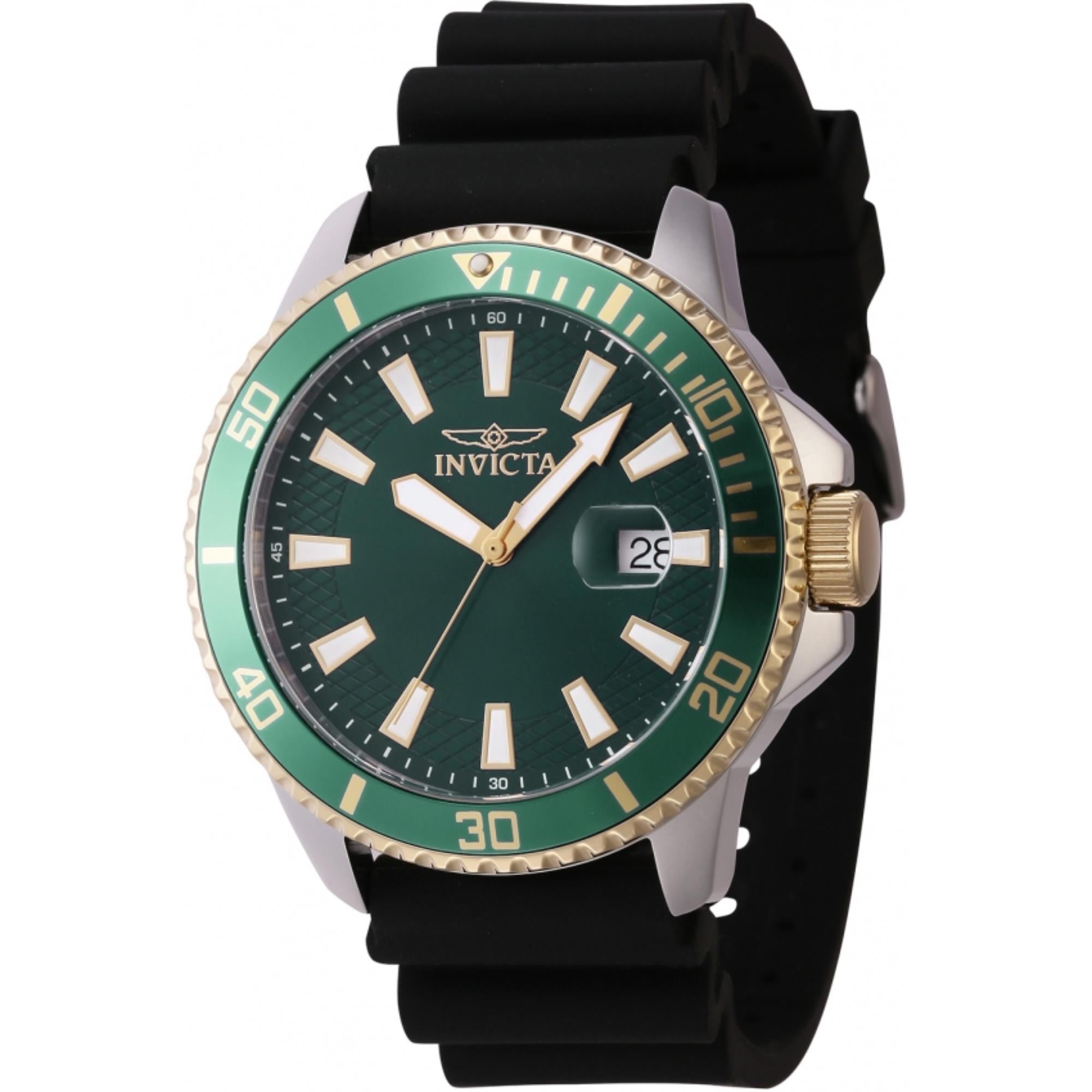 Invicta Pro Diver Quartz Green Dial Silicone Strap Men's Watch 46134