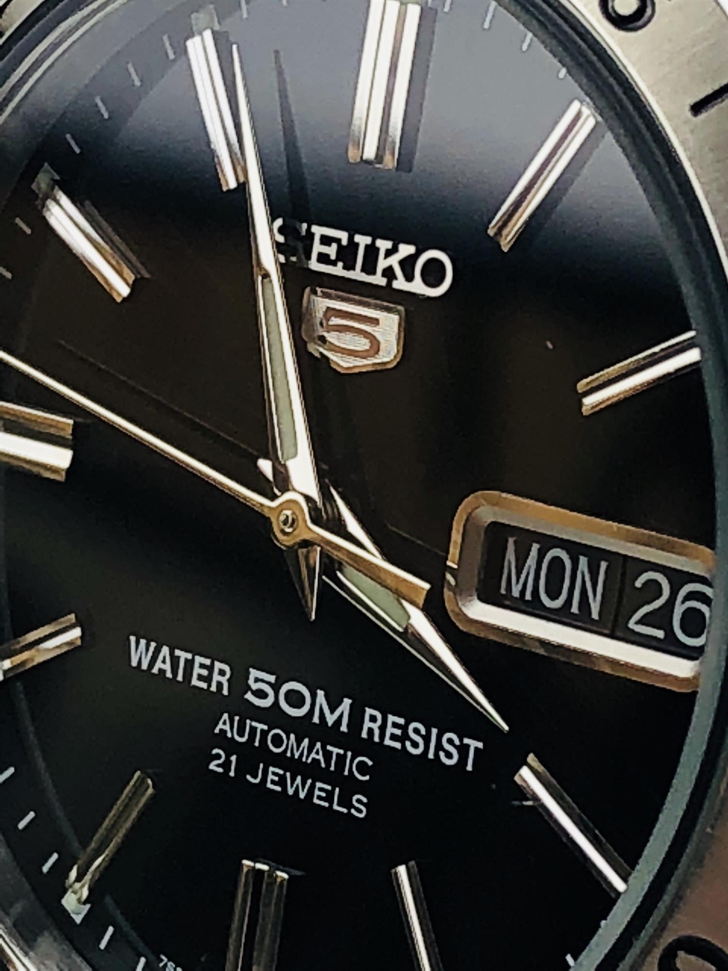 Seiko 5 Automatic Black Dial Stainless Steel Men's Watch SNKE01K1
