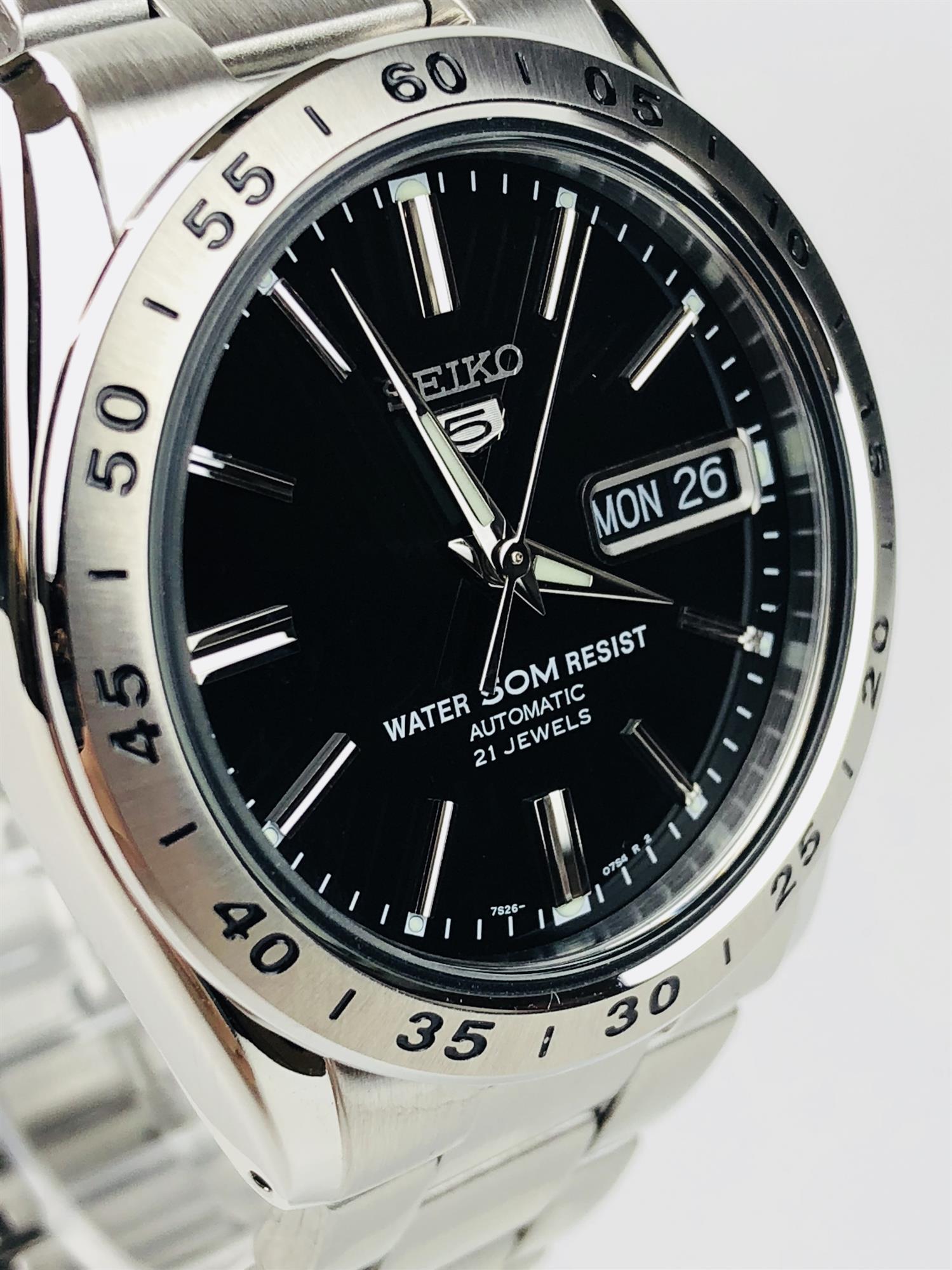 Seiko 5 Automatic Black Dial Stainless Steel Men's Watch SNKE01K1