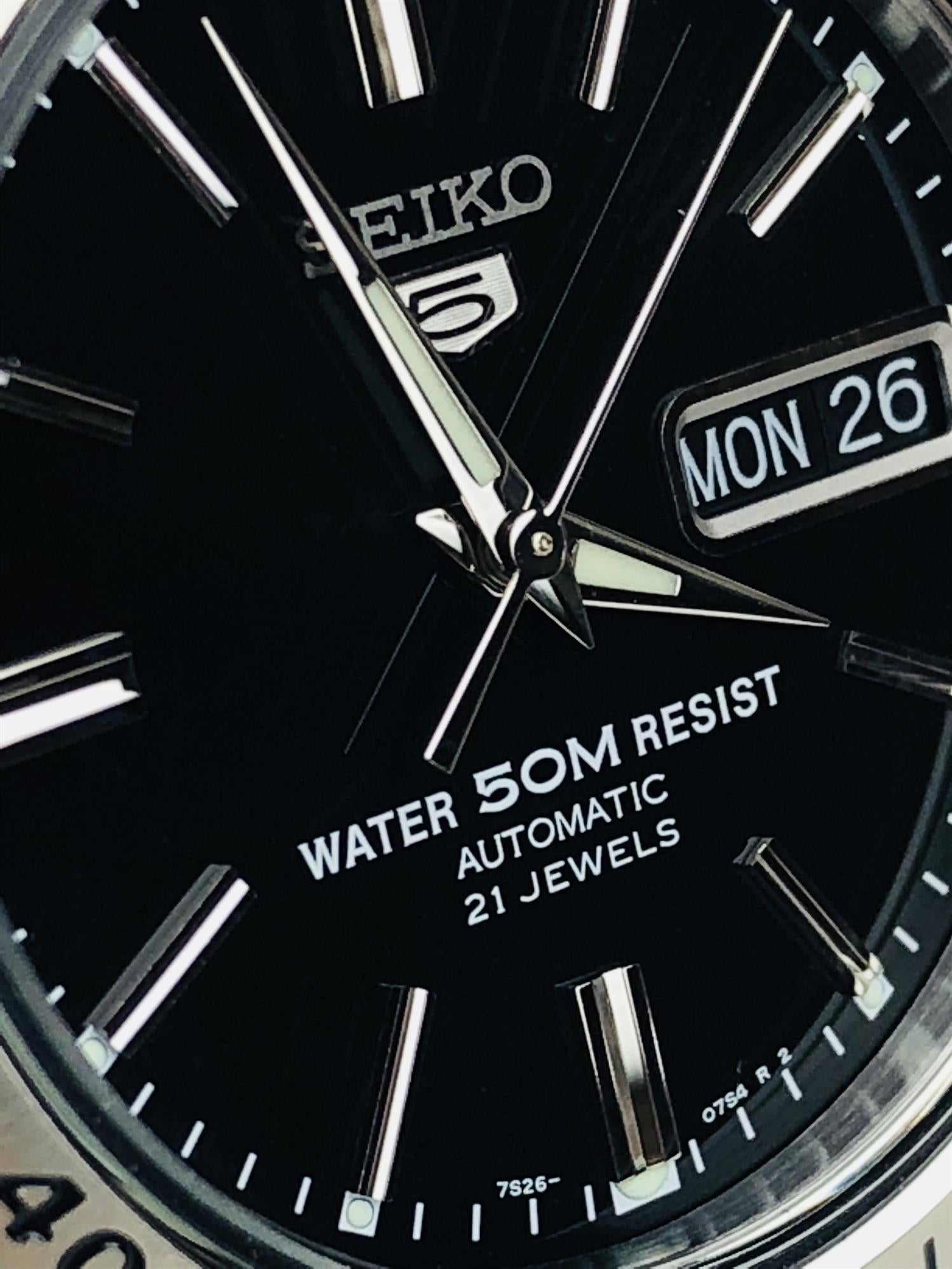 Seiko 5 Automatic Black Dial Stainless Steel Men's Watch SNKE01K1