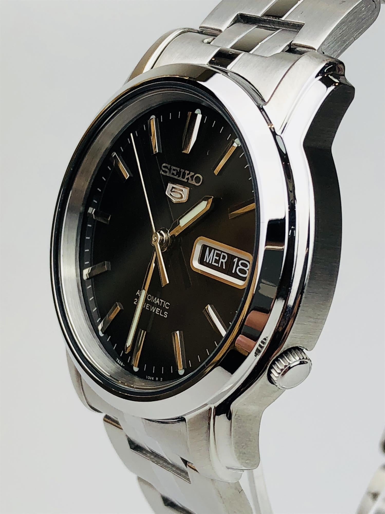 Seiko 5 Automatic Black Dial Stainless Steel Bracelet Men's Watch SNKK71K1