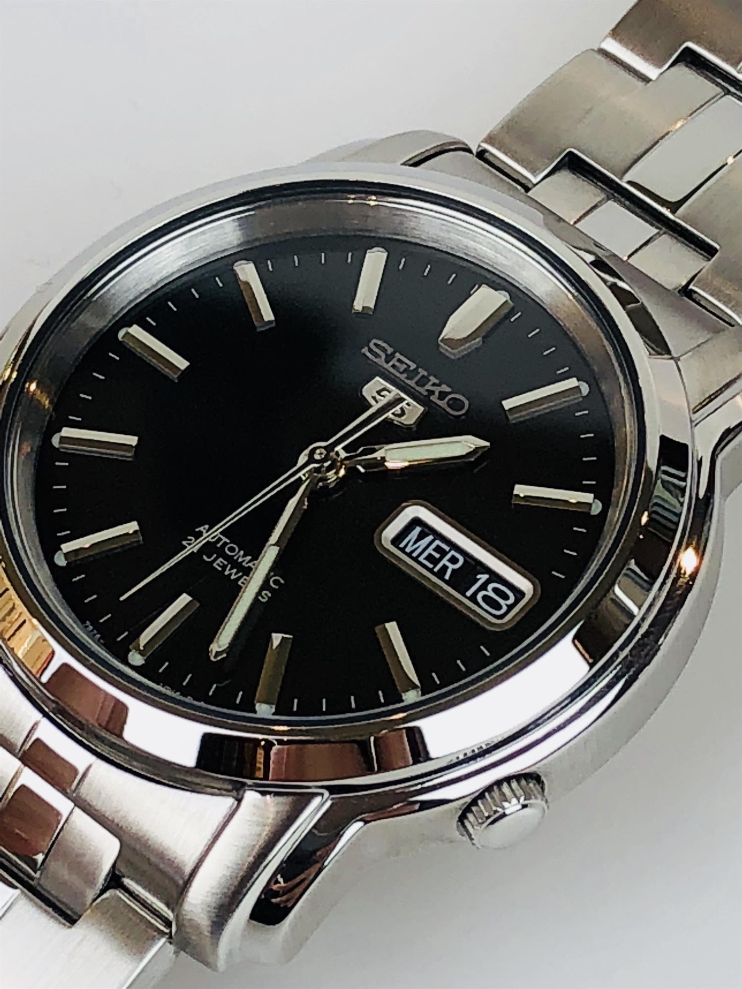 Seiko 5 Automatic Black Dial Stainless Steel Bracelet Men's Watch SNKK71K1