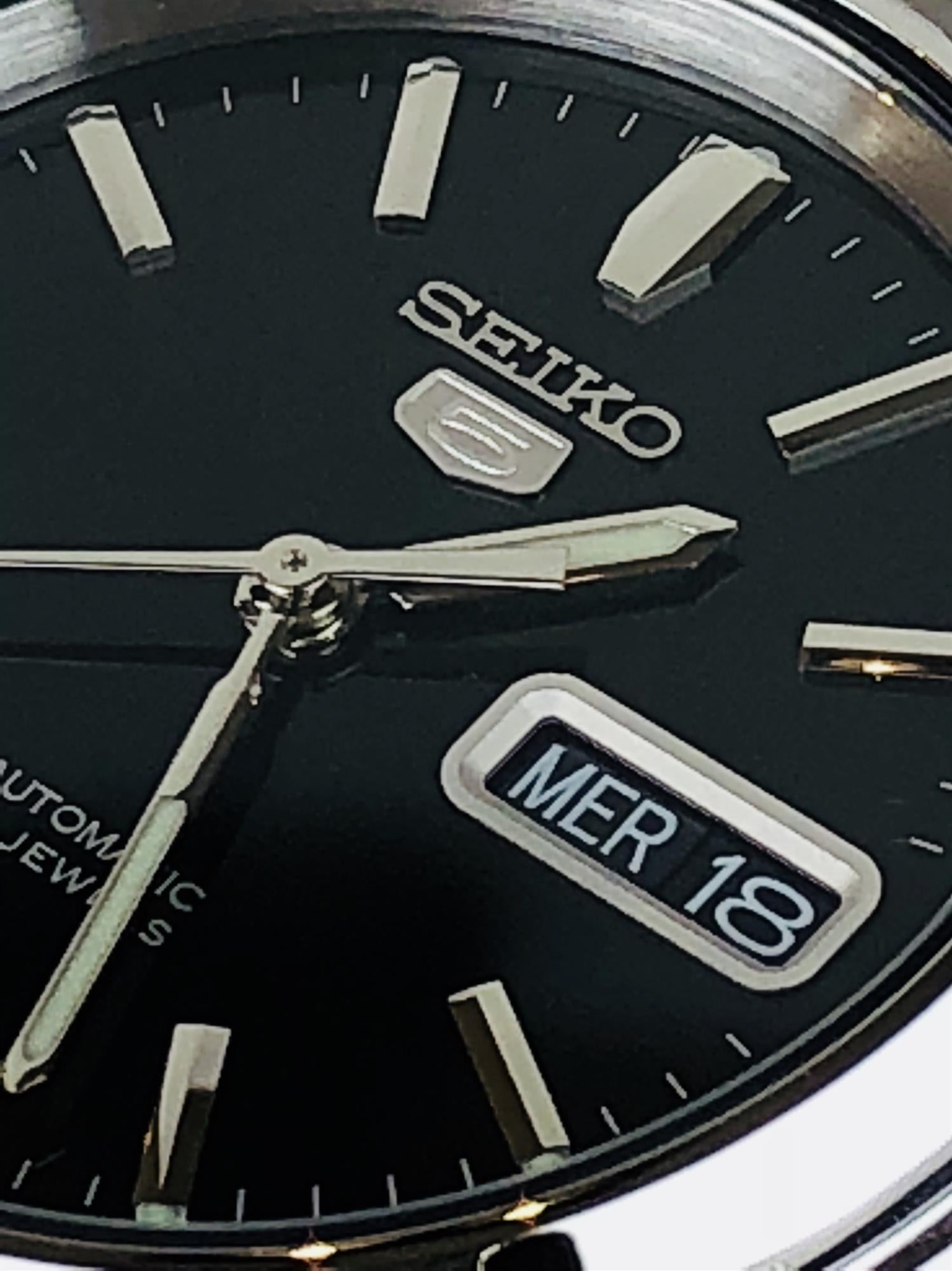 Seiko 5 Automatic Black Dial Stainless Steel Bracelet Men's Watch SNKK71K1