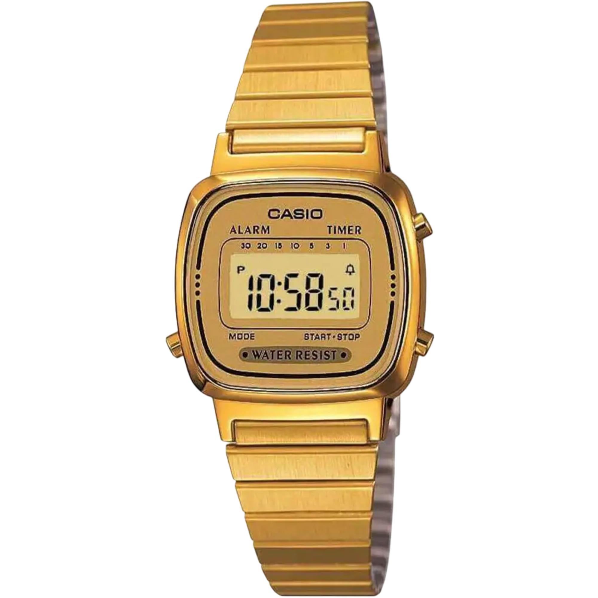 Casio Collection Classic Quartz Gold Dial Stainless Steel Strap Ladies Watch LA670WEGA-9EF