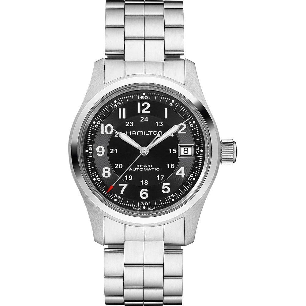 Hamilton Khaki Field Automatic Black Dial Stainless Steel Bracelet Men's Watch H70455133