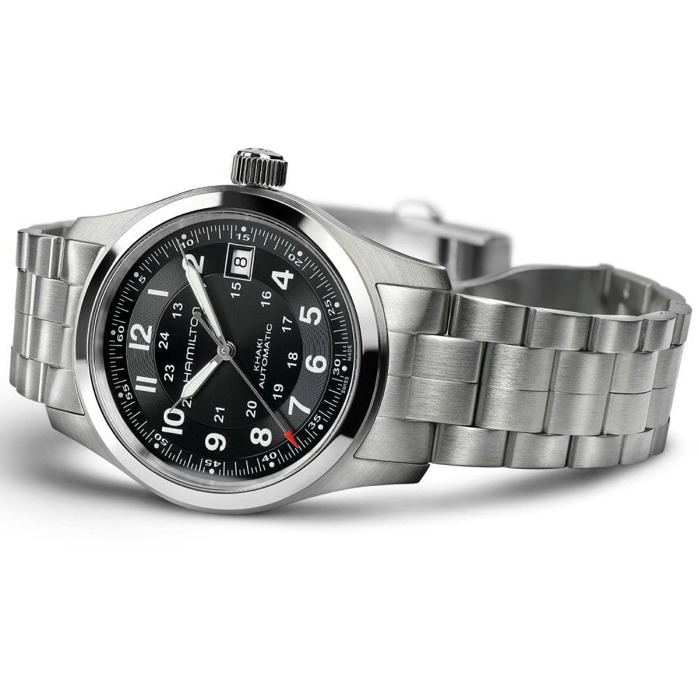Hamilton Khaki Field Automatic Black Dial Stainless Steel Bracelet Men's Watch H70455133