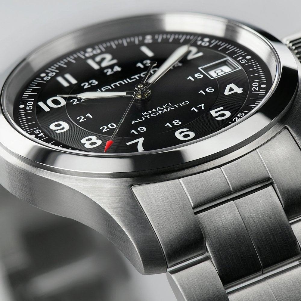 Hamilton Khaki Field Automatic Black Dial Stainless Steel Bracelet Men's Watch H70455133