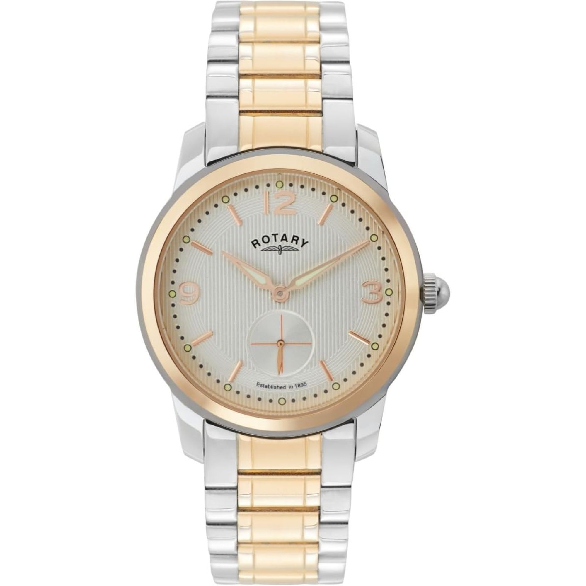 Rotary Cambridge Two Tone Strap Rose Gold Stainless Steel Case Men's Watch GB02701/01