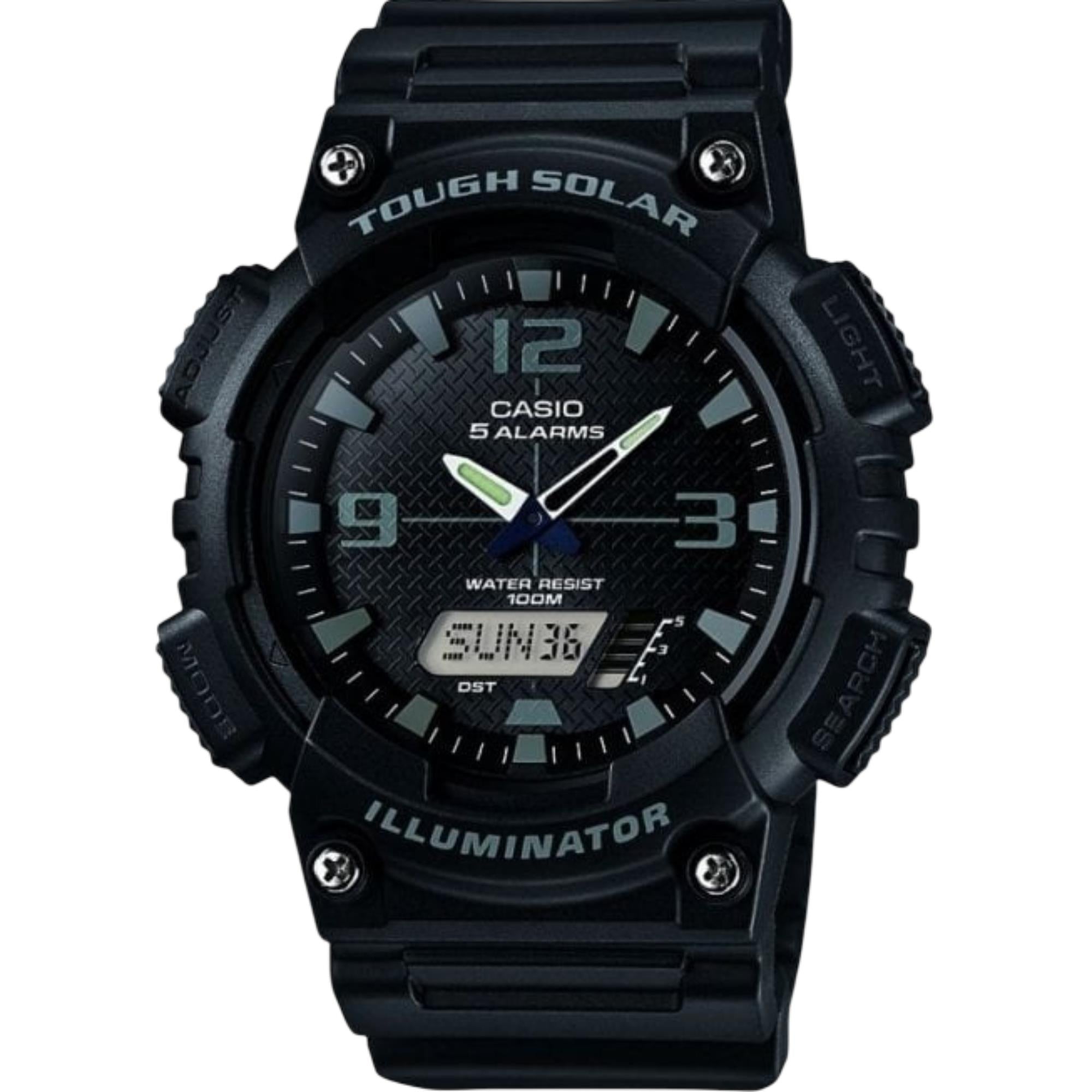 Casio Five Alarm Solar Powered Black Dial Black Resin Strap Men's Watch AQ-S810W-1A2VEF