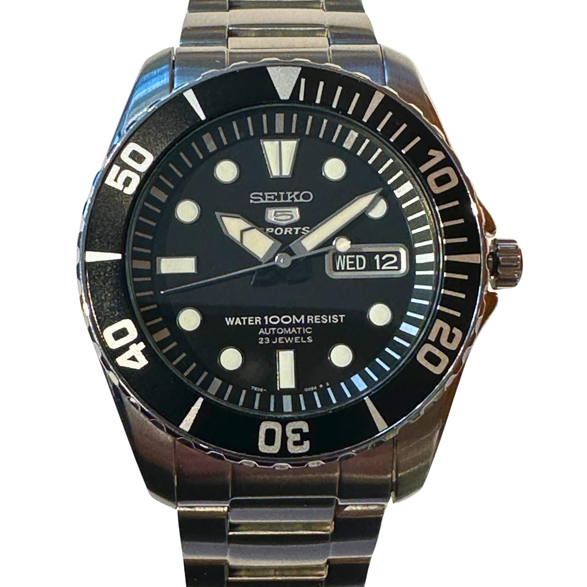 Seiko 5 Sports ‘Sea Urchin’ Automatic Black Dial Stainless Steel Bracelet Men's Watch SNZF17K1
