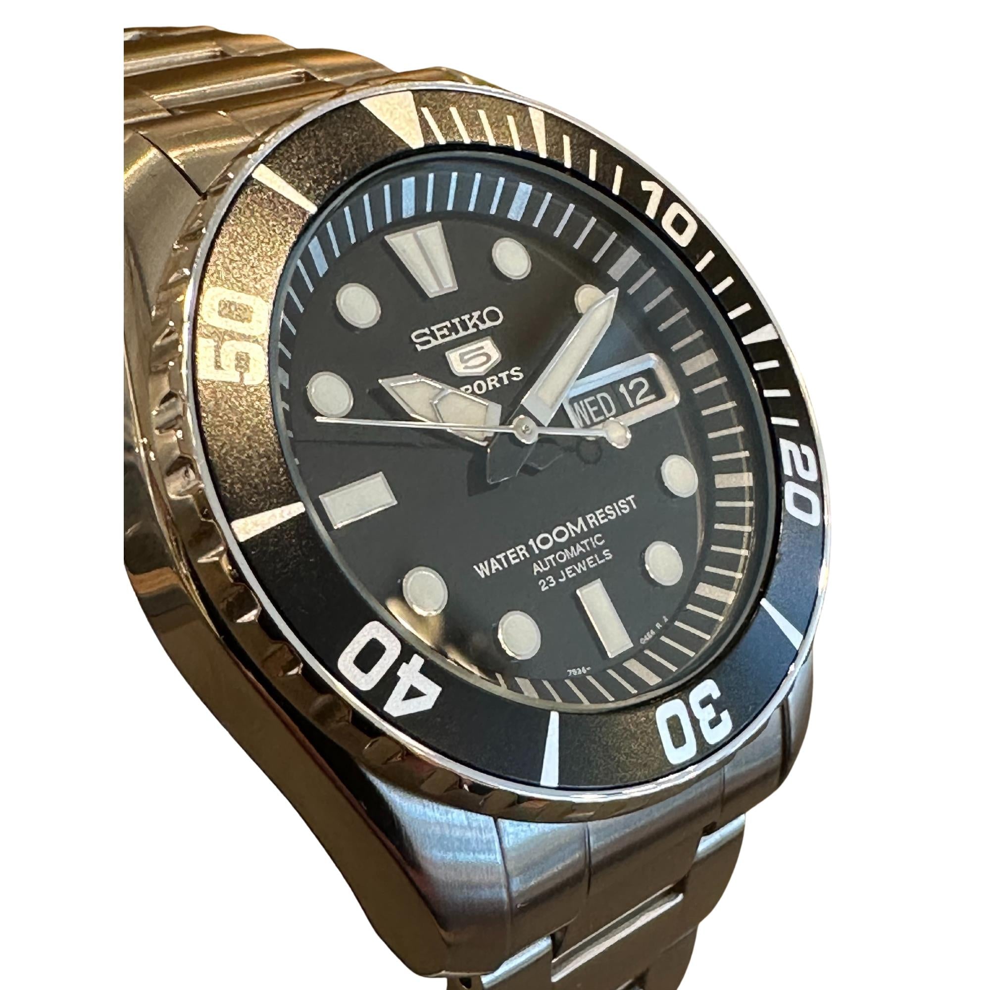 Seiko 5 Sports ‘Sea Urchin’ Automatic Black Dial Stainless Steel Bracelet Men's Watch SNZF17K1