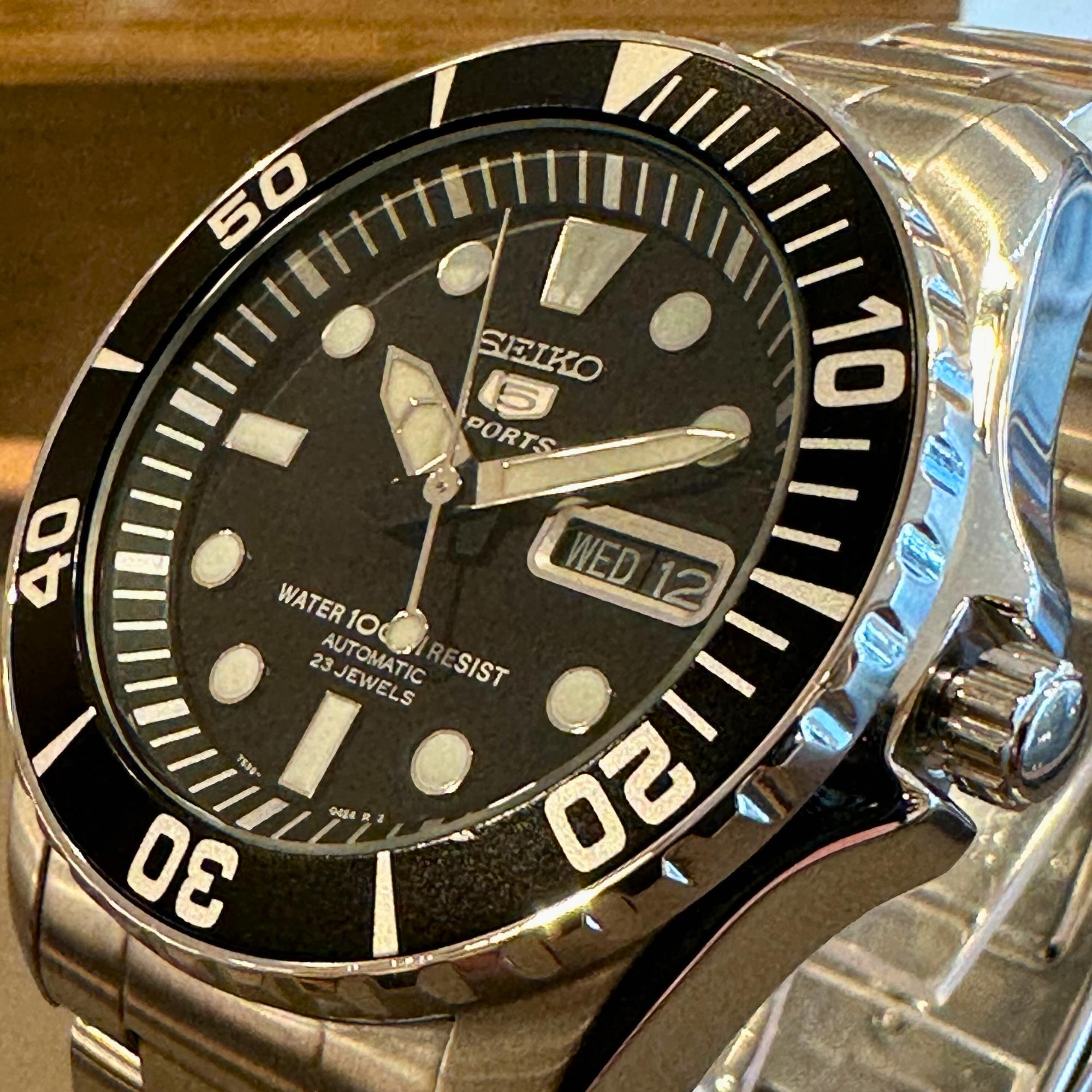Seiko 5 Sports ‘Sea Urchin’ Automatic Black Dial Stainless Steel Bracelet Men's Watch SNZF17K1