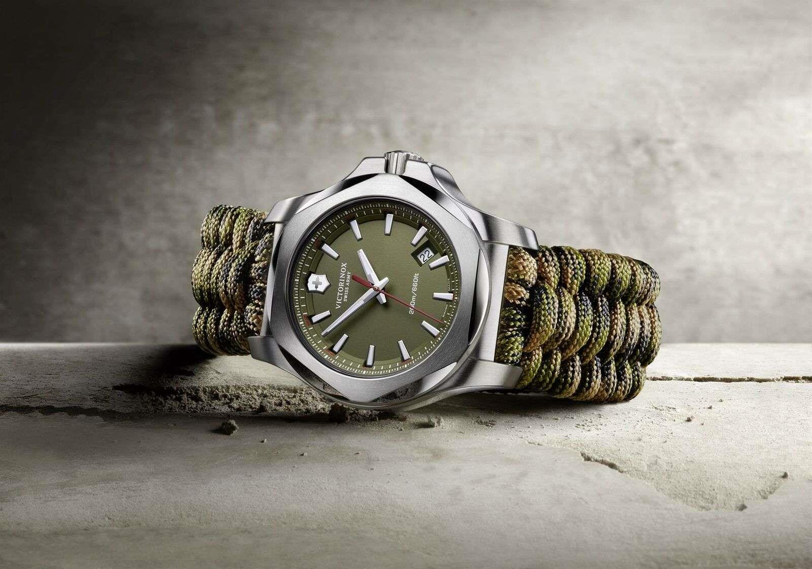 Victorinox I.N.O.X Special Survival Paracord Green Strap Stainless Steel Case Men's Watch 241727.1