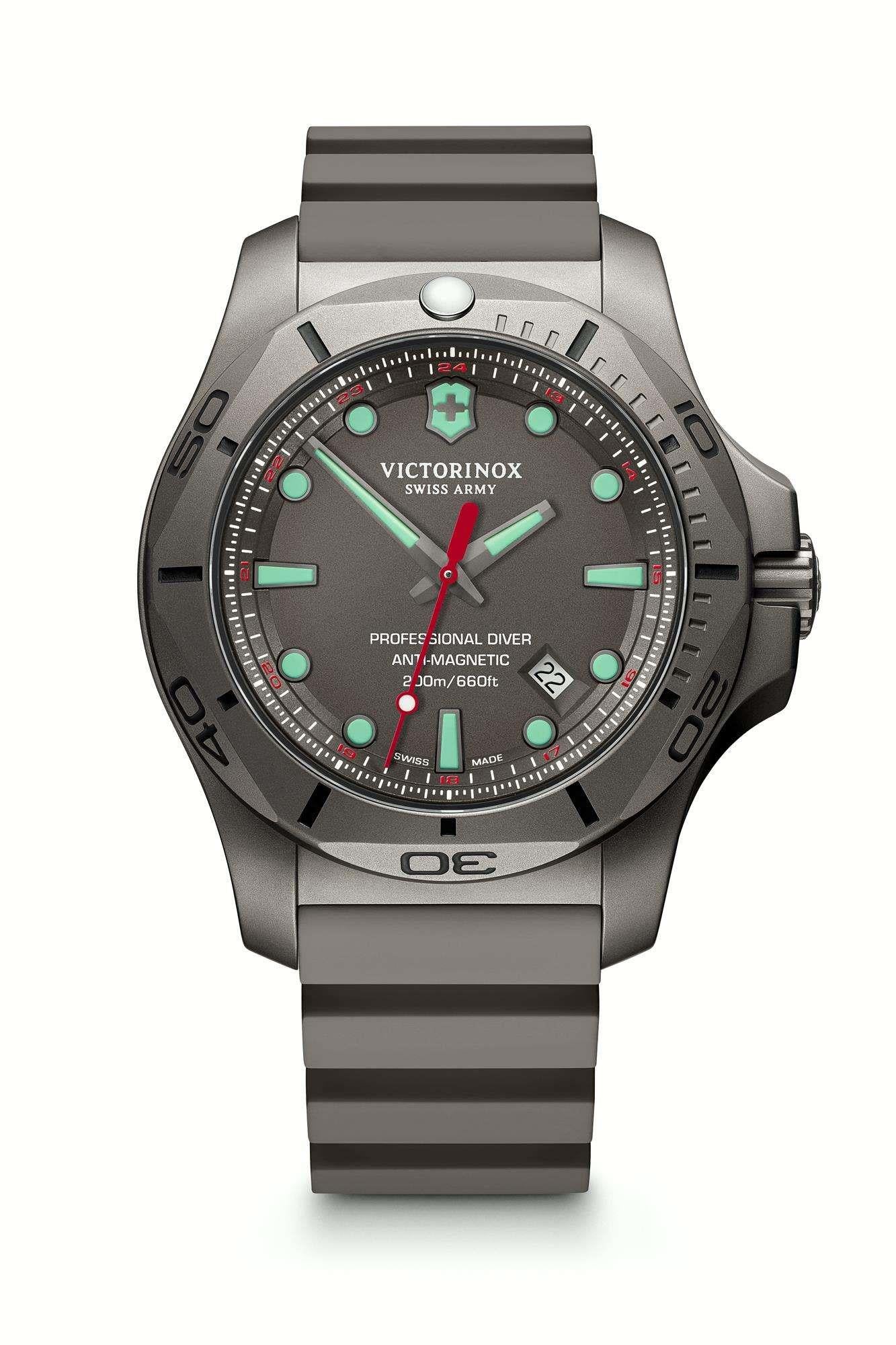 Victorinox I.N.O.X Professional Diver Quartz Grey Dial Grey Rubber Strap Men's Watch 241810