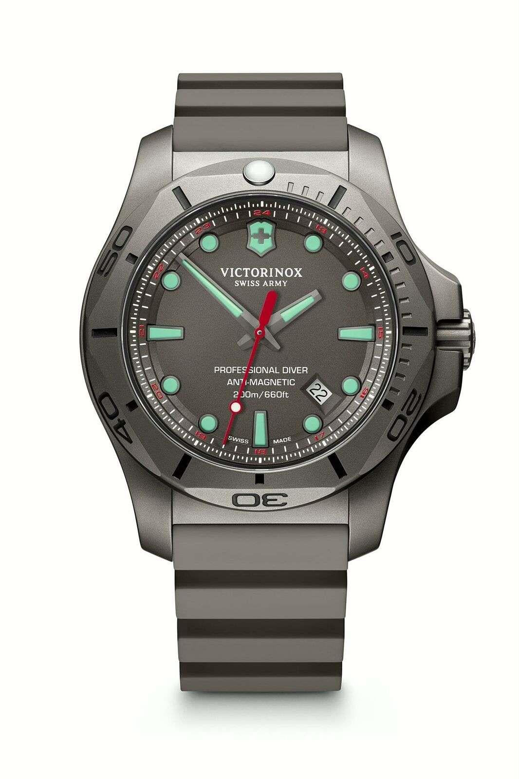 Victorinox I.N.O.X Professional Diver Quartz Grey Dial Grey Rubber Strap Men's Watch 241810