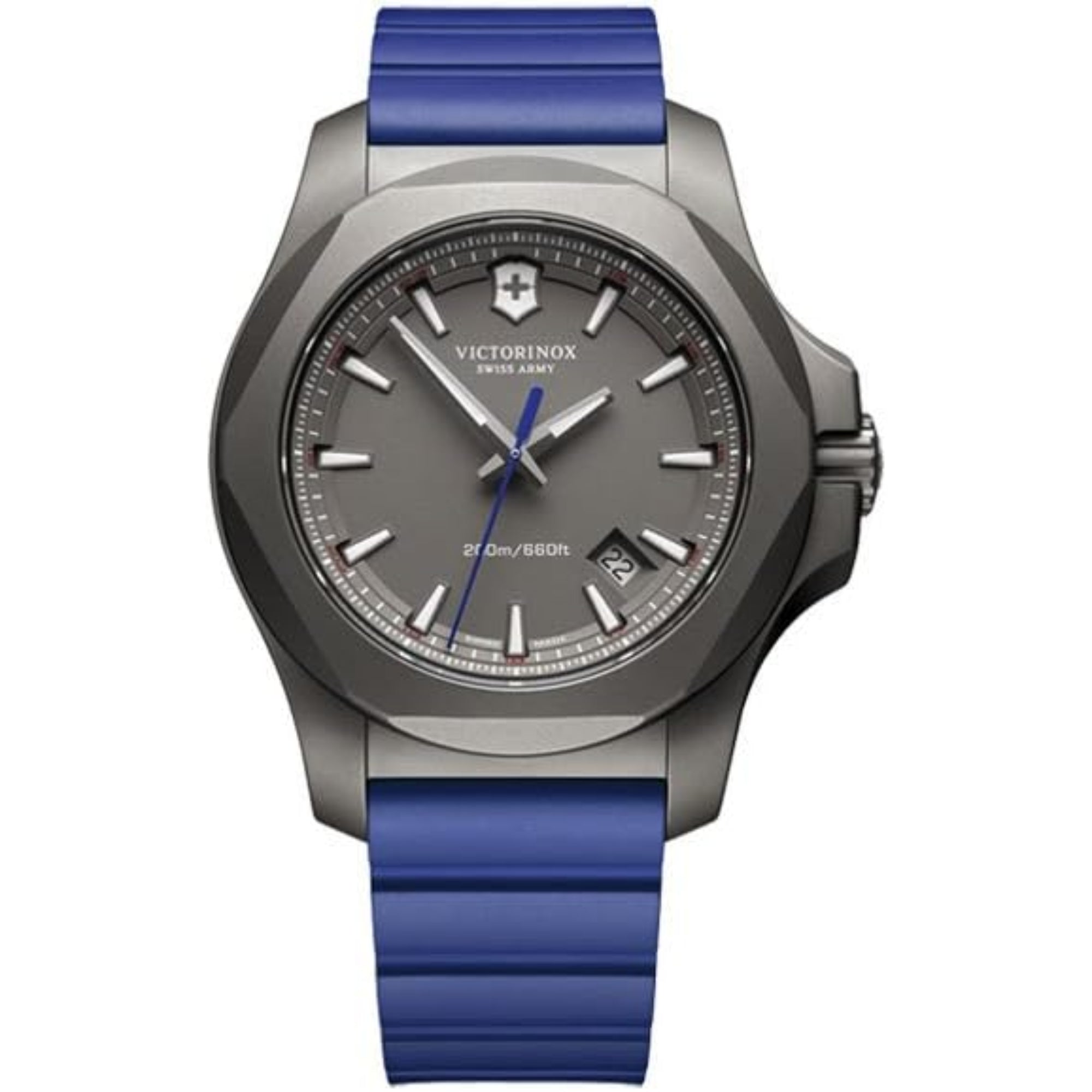 Victorinox Swiss Army I.N.O.X Blue Rubber Grey Titanium Quartz Men's Watch 241759