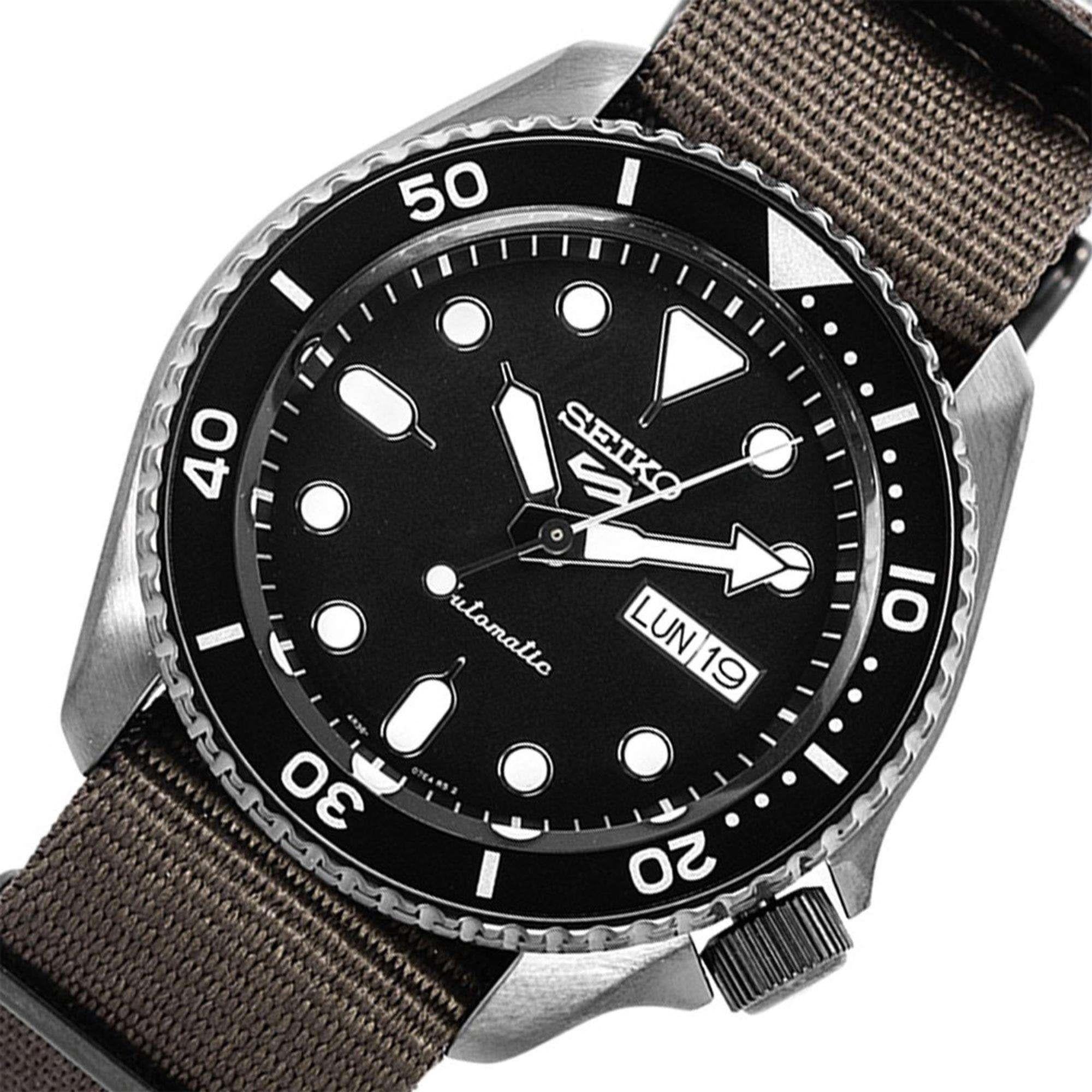 Seiko 5 Sports Automatic Black Dial Green NATO Strap Men's Watch SRPD65K4