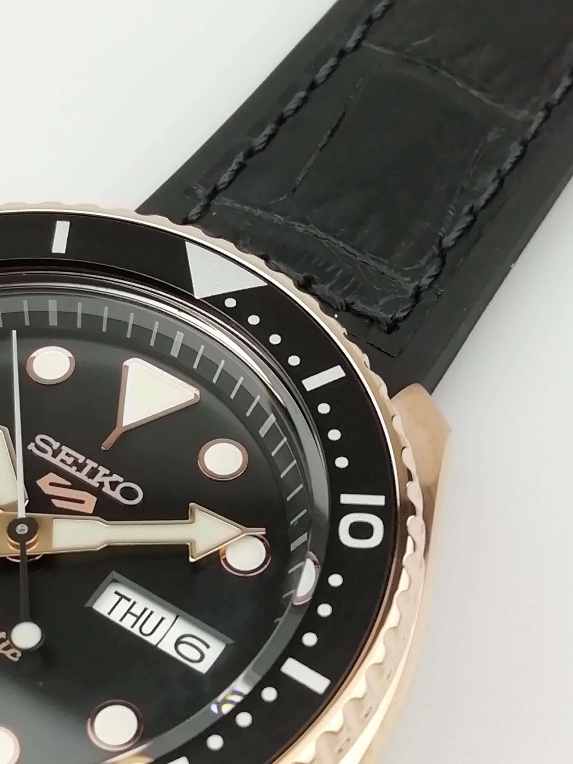 Seiko 5 Sports Automatic Black Dial Black Silicone Strap Men's Watch SRPD76K1