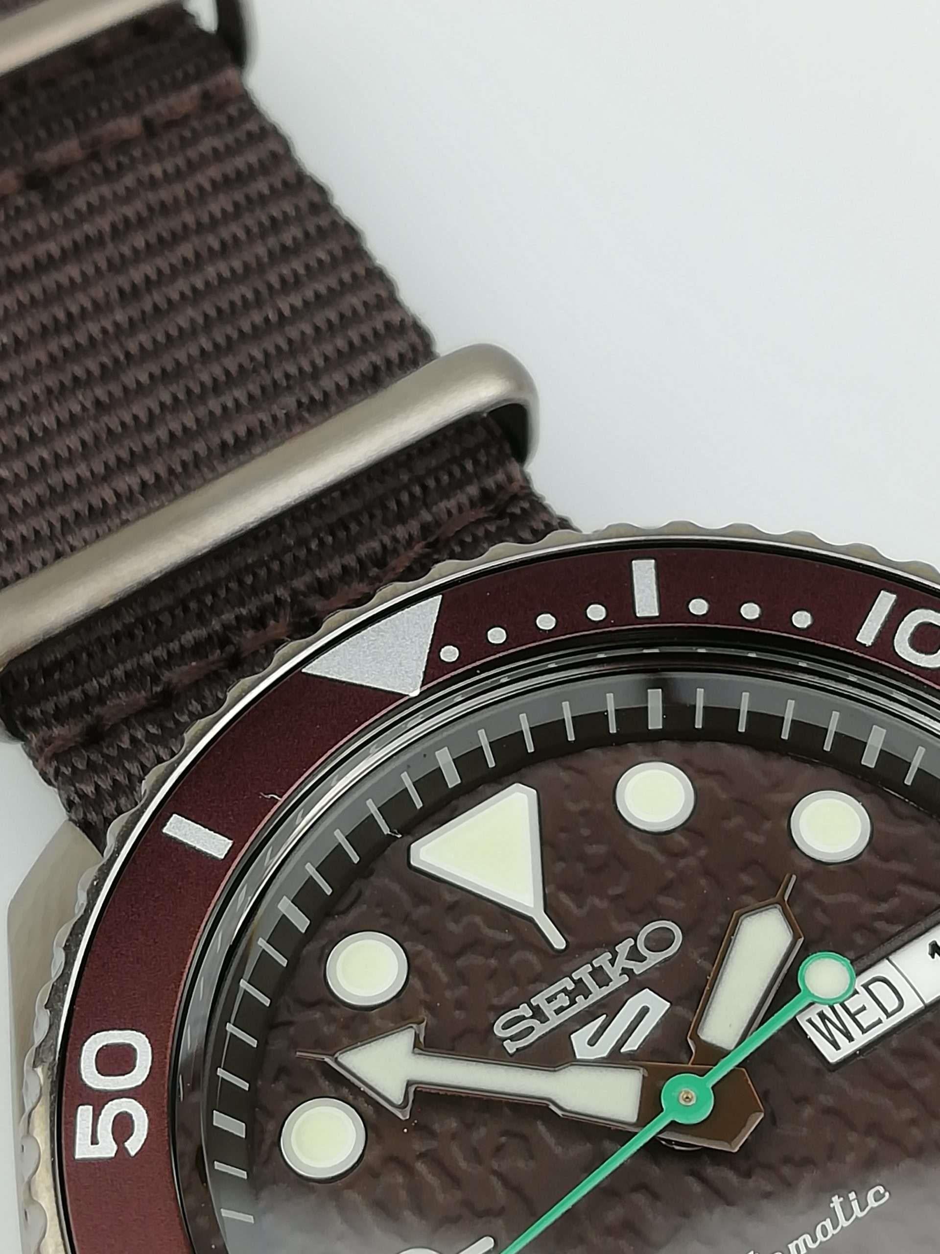 Seiko 5 Sports Stainless Steel Case Brown Canvas Strap Automatic Men's Watch SRPD85K1
