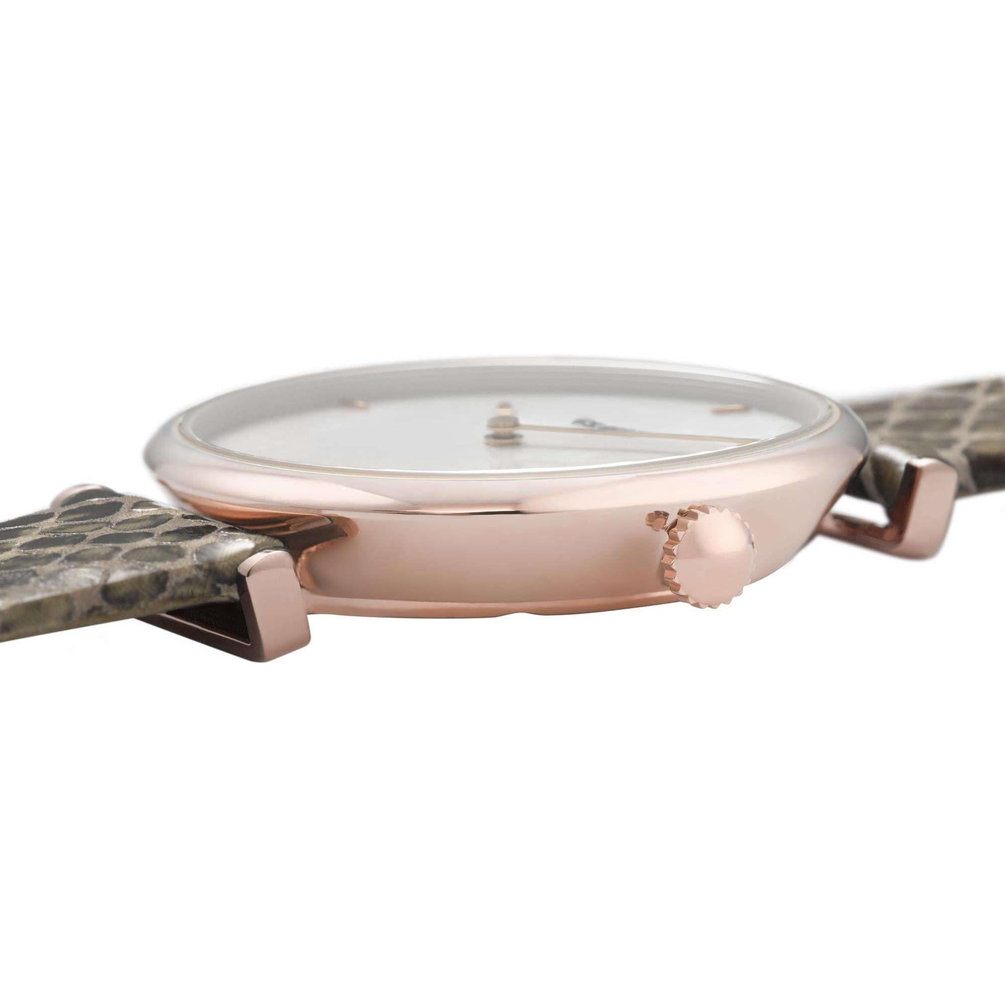 CLUSE Triomphe Rose Gold PVD Case Snakeskin Leather Strap Ladies Watch CW0101208007
