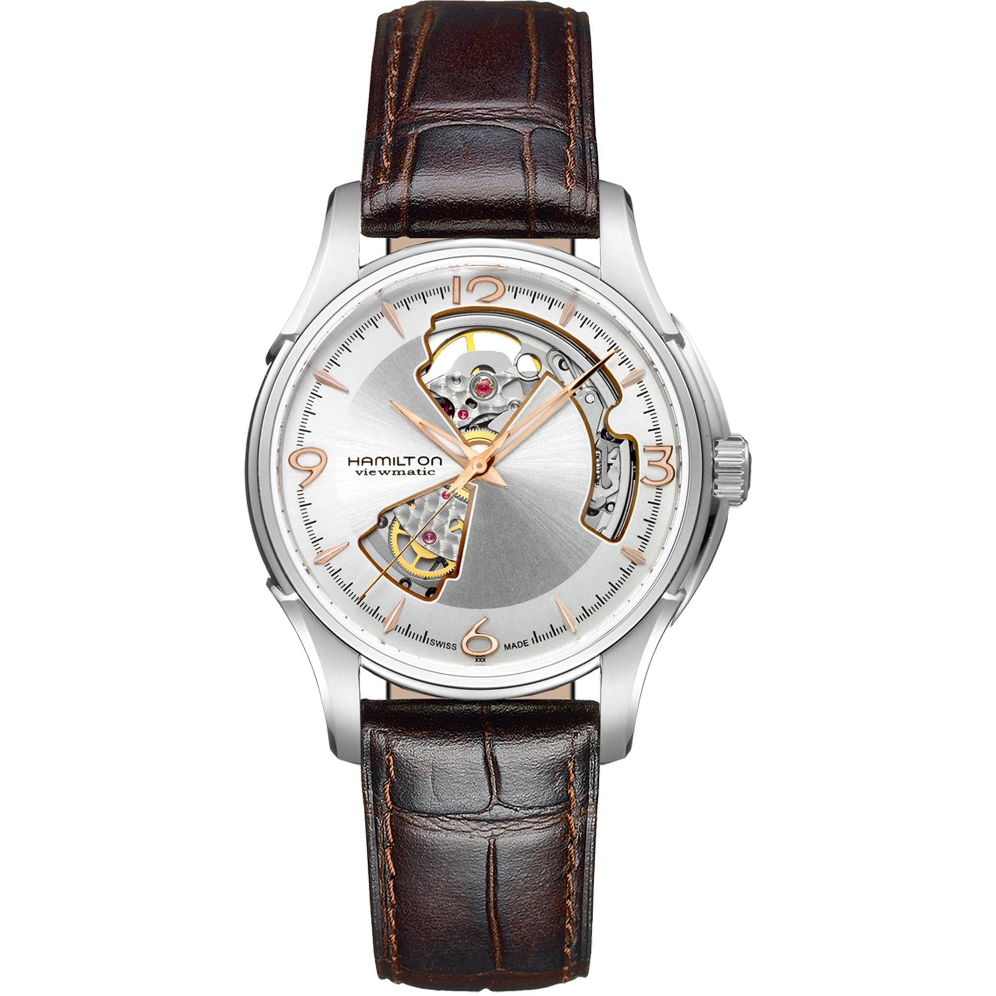 Hamilton Jazzmaster Open Heart Automatic Silver Dial Brown Leather Strap Men's Watch H32565555