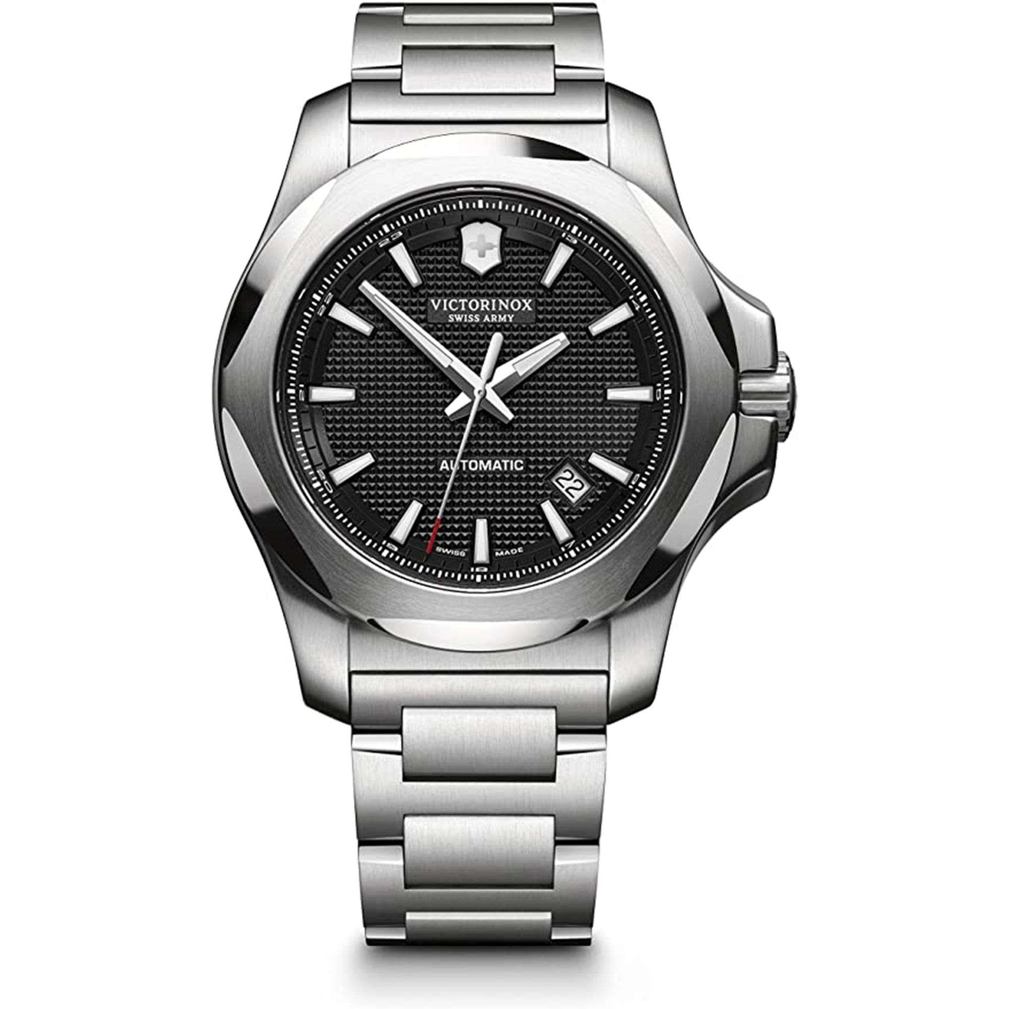 Victorinox I.N.O.X Mechanical Automatic Black Guilloche Dial Men's Watch 241837
