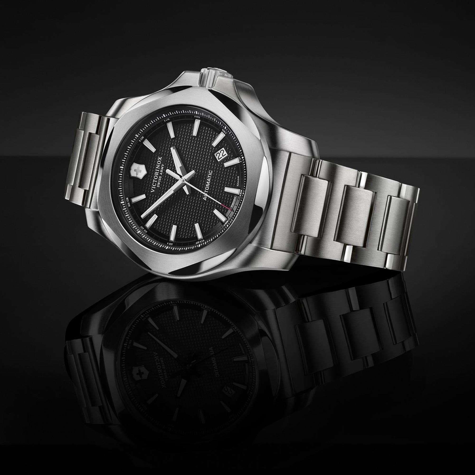 Victorinox I.N.O.X Mechanical Automatic Black Guilloche Dial Men's Watch 241837