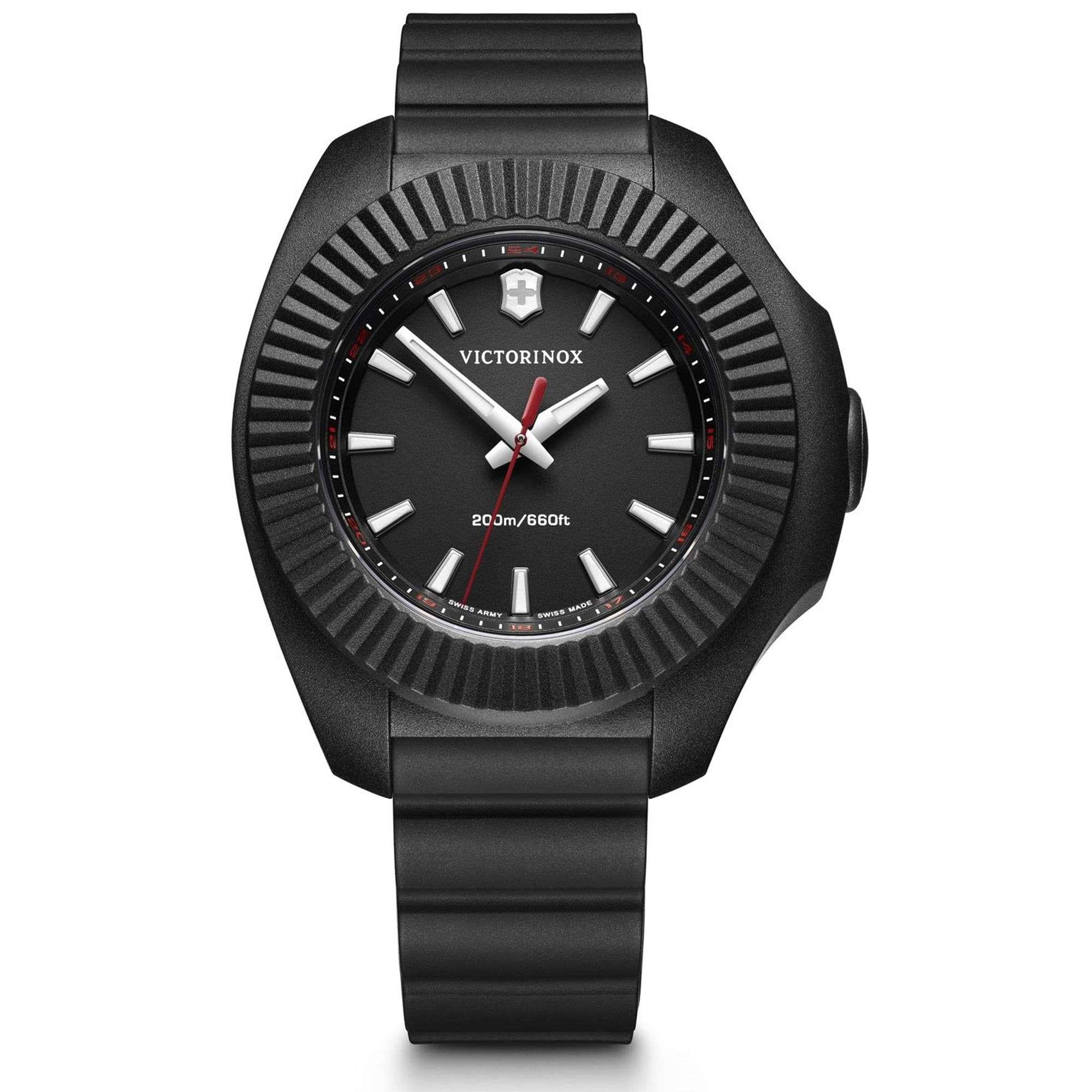Victorinox I.N.O.X V Black Rubber Silver Stainless Steel Quartz Ladies Watch 241768