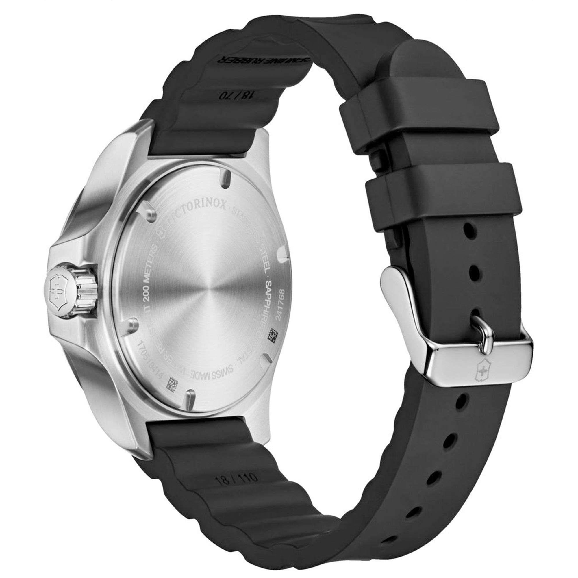 Victorinox I.N.O.X V Black Rubber Silver Stainless Steel Quartz Ladies Watch 241768
