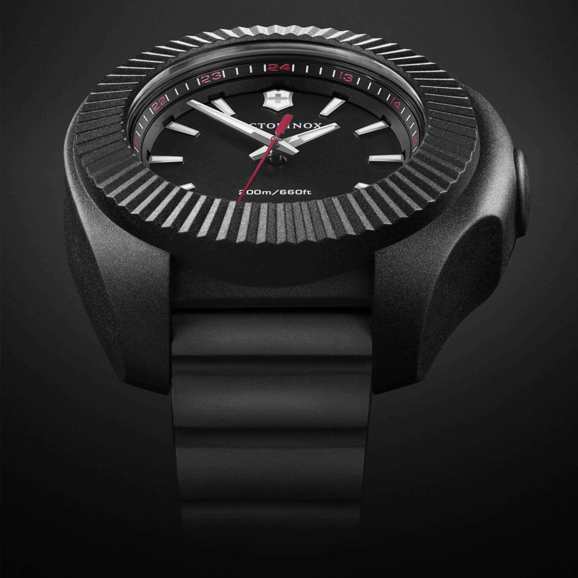 Victorinox I.N.O.X V Black Rubber Silver Stainless Steel Quartz Ladies Watch 241768