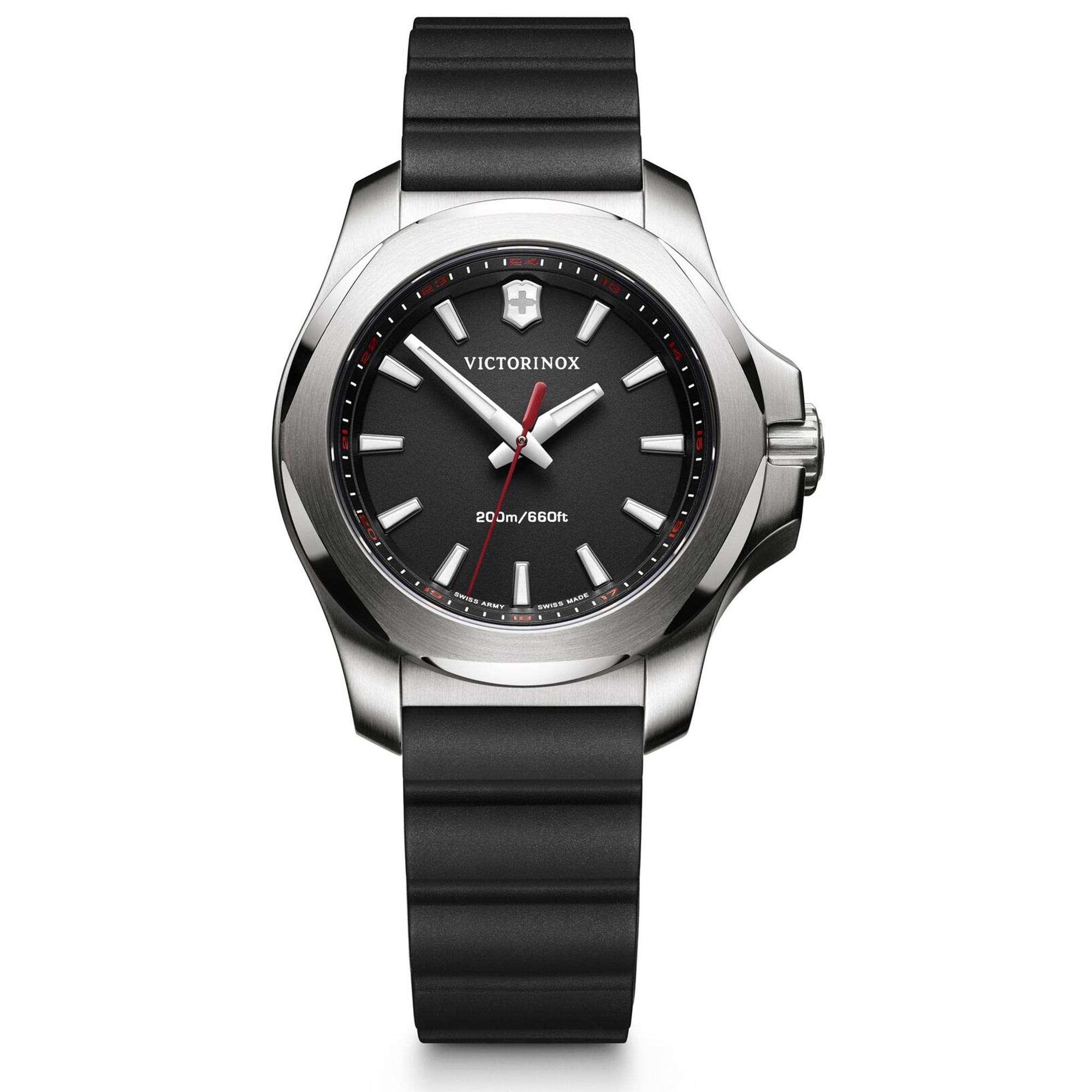 Victorinox I.N.O.X V Black Rubber Silver Stainless Steel Quartz Ladies Watch 241768