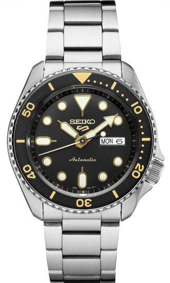 Seiko 5 Sports Black Dial Silver Stainless Steel Bracelet Automatic Men's Watch SRPD57K1