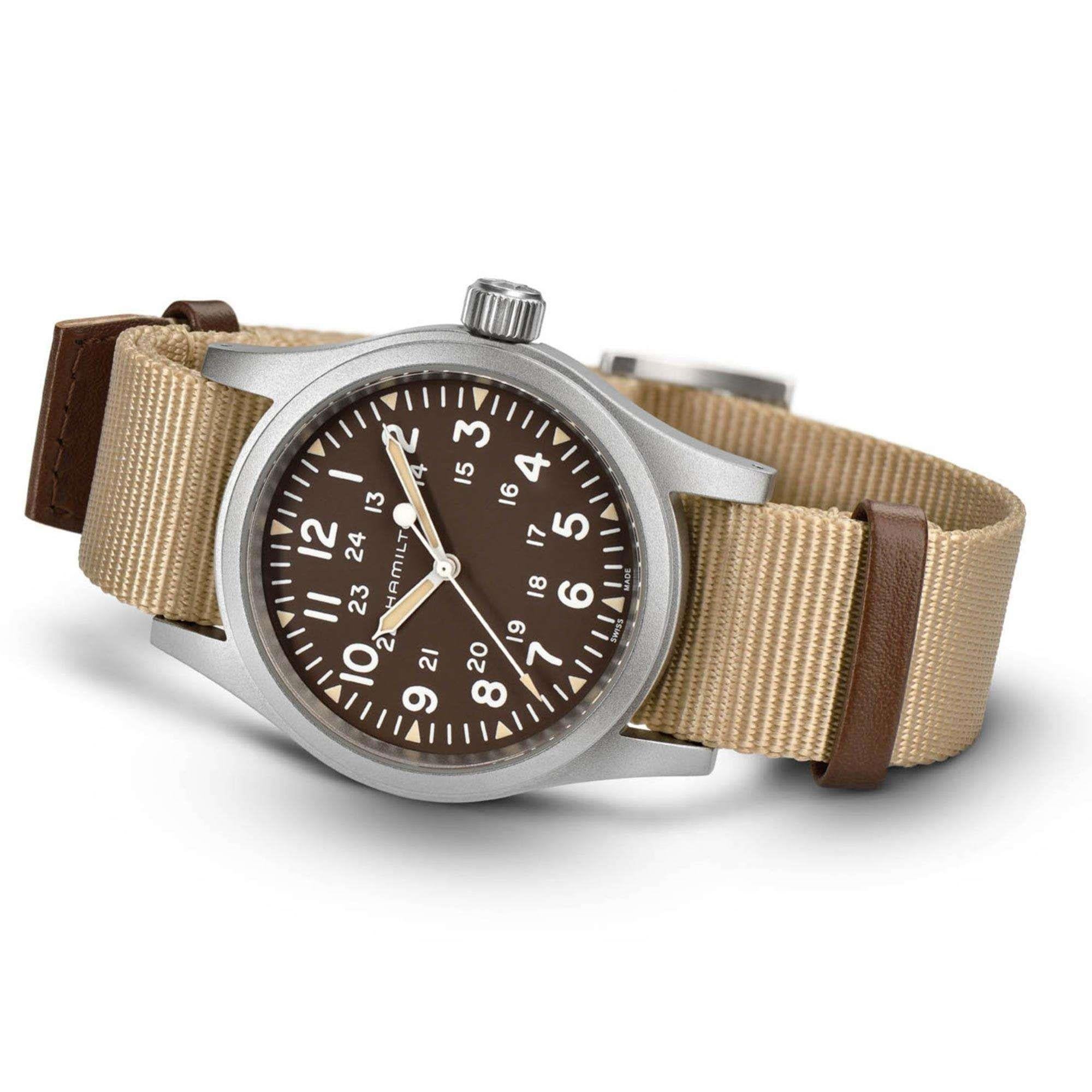 Hamilton Khaki Field 1960s Recreation Mechanical Brown Dial Canvas Strap Men's Watch H69439901