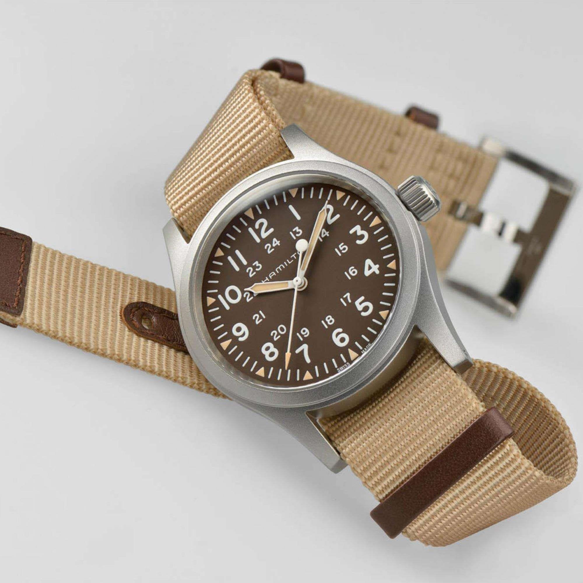 Hamilton Khaki Field 1960s Recreation Mechanical Brown Dial Canvas Strap Men's Watch H69439901