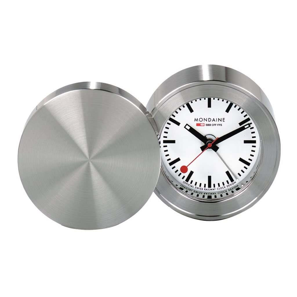 Mondaine SBB Travel Alarm Clock Quartz Table Clock White Dial Display MSM.64410