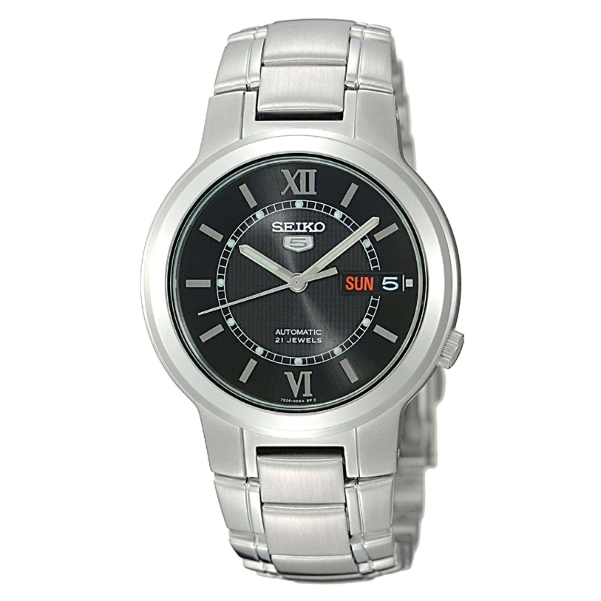 Seiko 5 Automatic Black Dial Stainless Steel Bracelet Men's Watch SNKA23K1