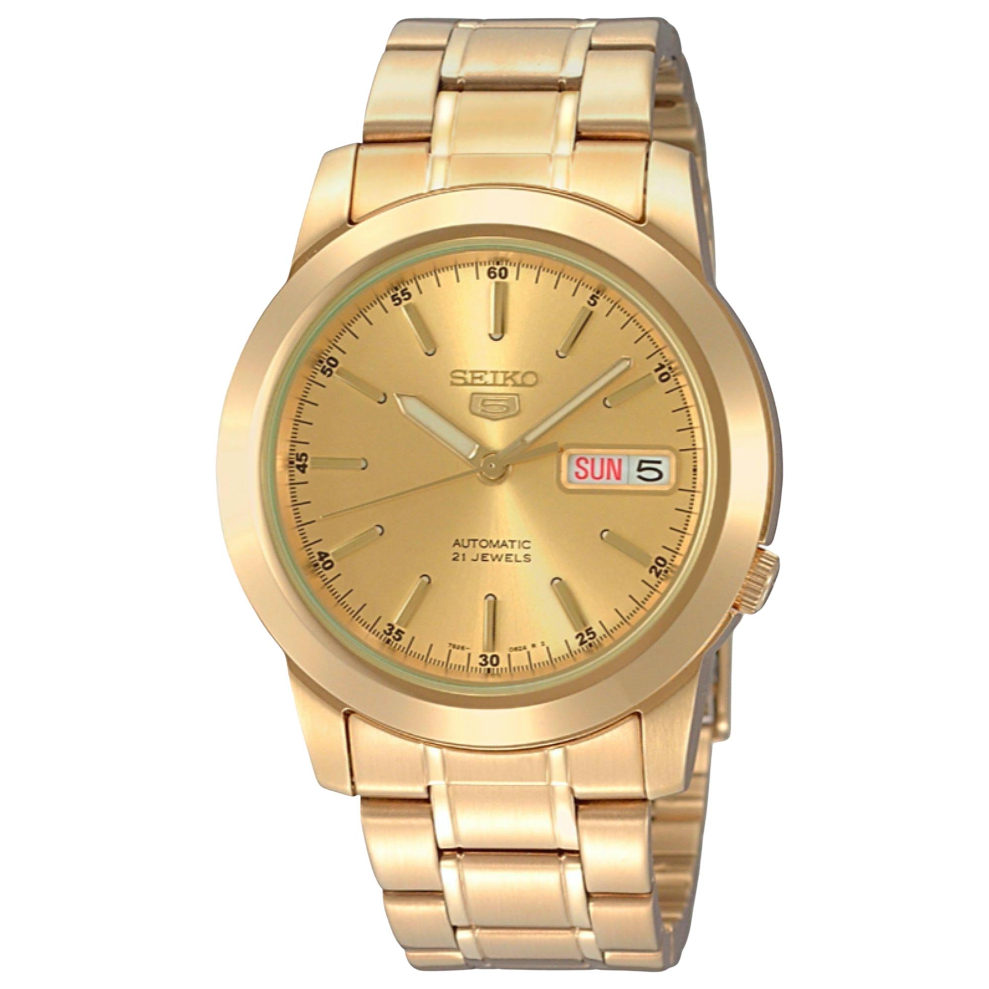 Seiko 5 Classic Automatic Gold Dial Gold Tone PVD Steel Men's Watch SNKE56K1