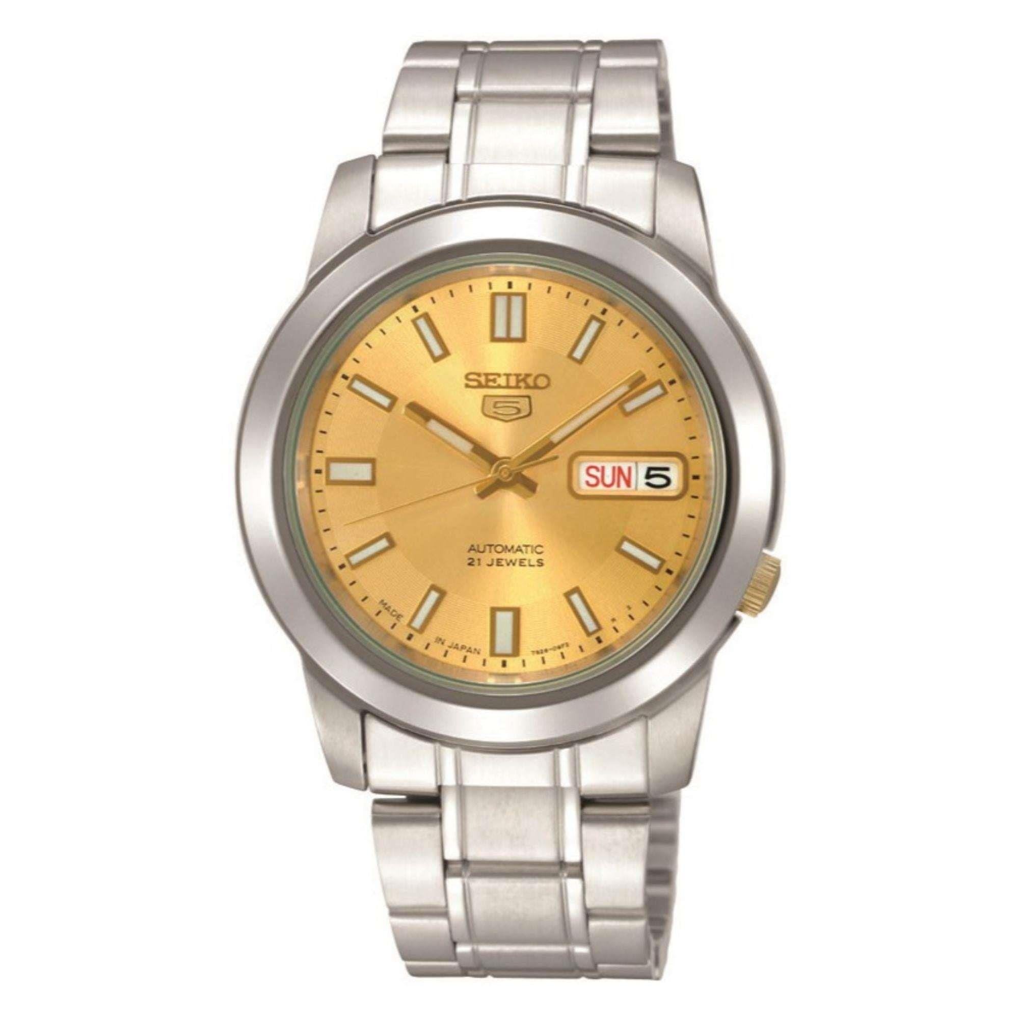 Seiko 5 Automatic Gold Dial Silver Stainless Steel Men's Watch SNKK13K1