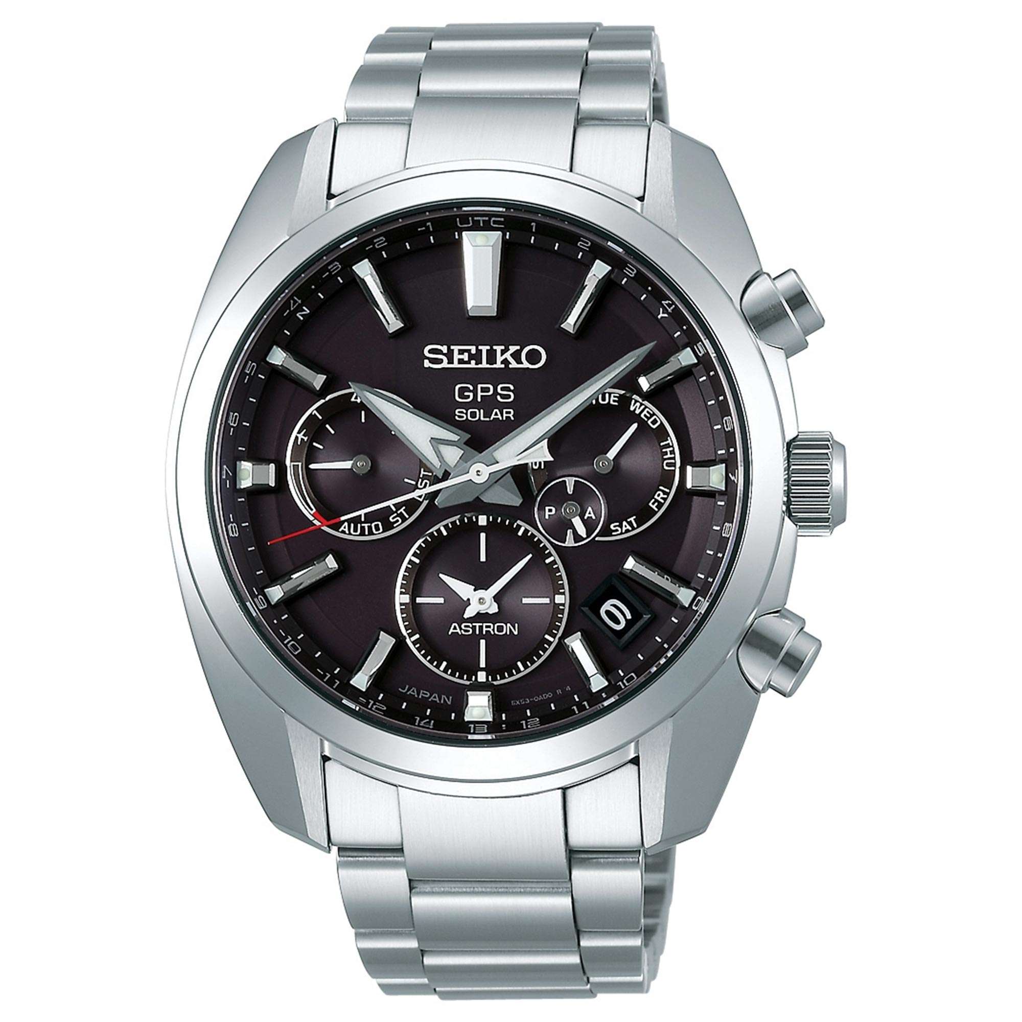 Seiko Astron Quartz Black Dial Stainless Steel Bracelet GPS Solar Satellite Men's Watch SSH021J1