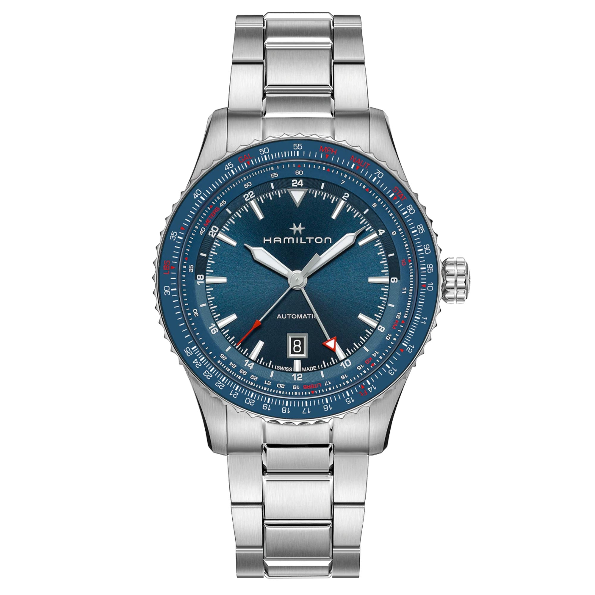 Hamilton Khaki Aviation Converter Automatic GMT Blue Dial Stainless Steel Bracelet Men's Watch H76715140