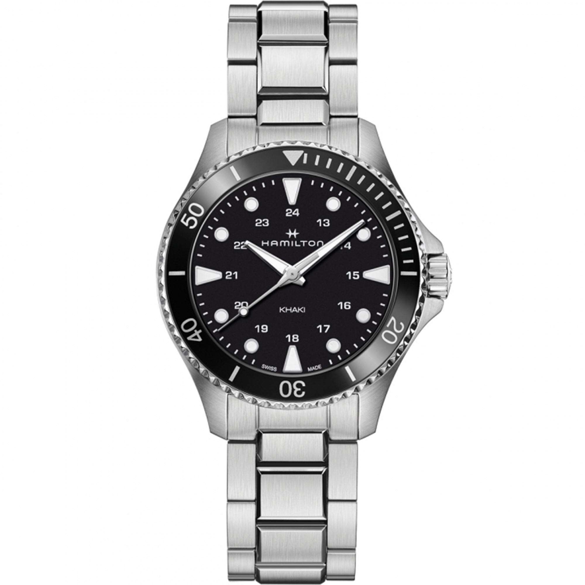 Hamilton Khaki Navy Scuba Quartz Black Dial Stainless Steel Bracelet Watch H82201131