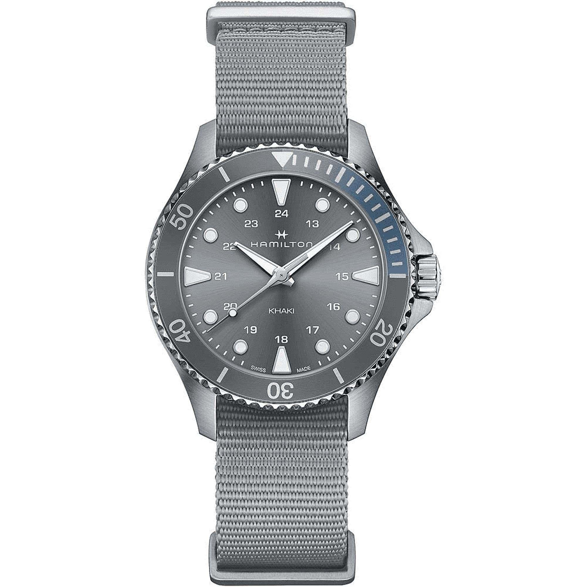 Hamilton Khaki Navy Scuba Quartz Grey Dial NATO Strap Watch H82211981